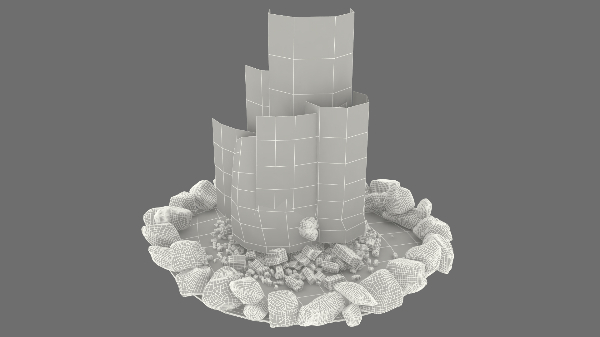 3D Campfire Pit with Bonfire Burning model