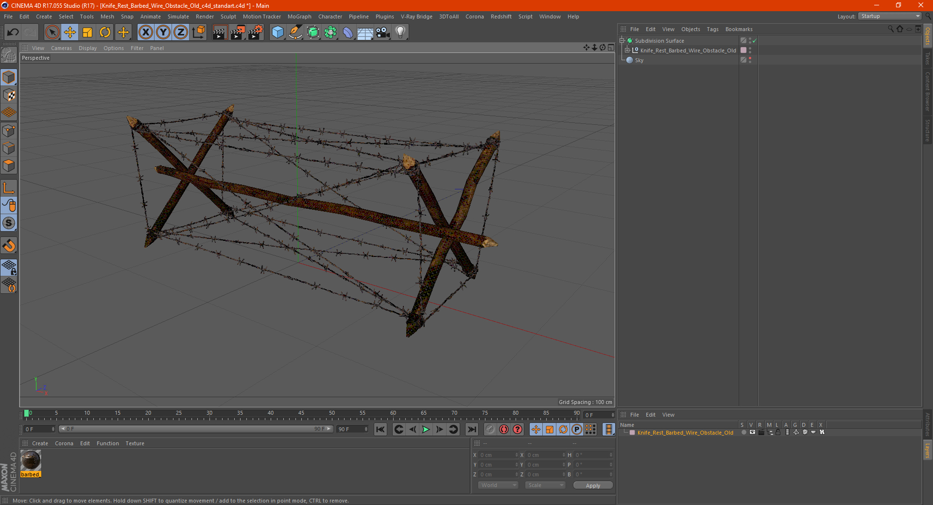 3D model Knife Rest Barbed Wire Obstacle Old