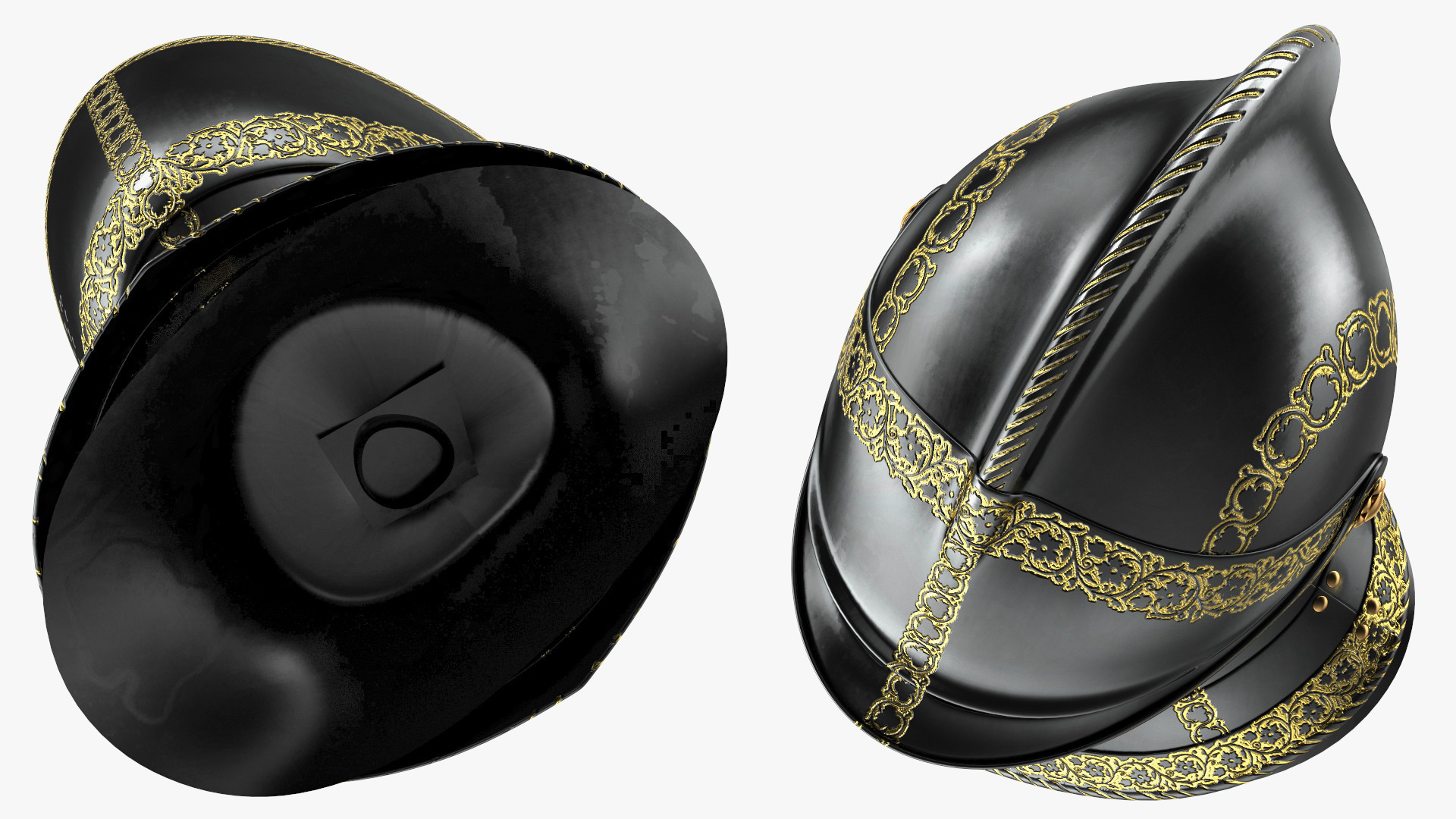 3D Medieval Knight Black Gold Helmet model