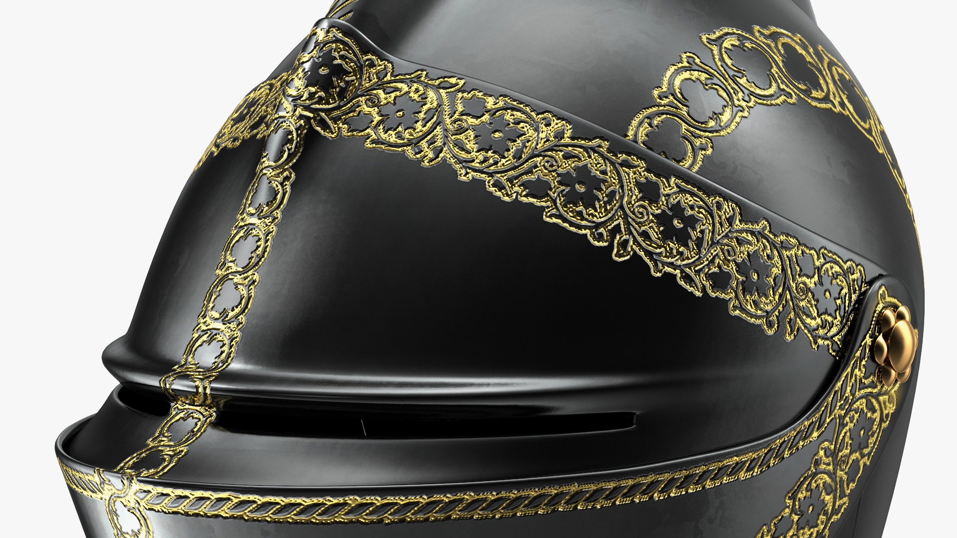 3D Medieval Knight Black Gold Helmet model