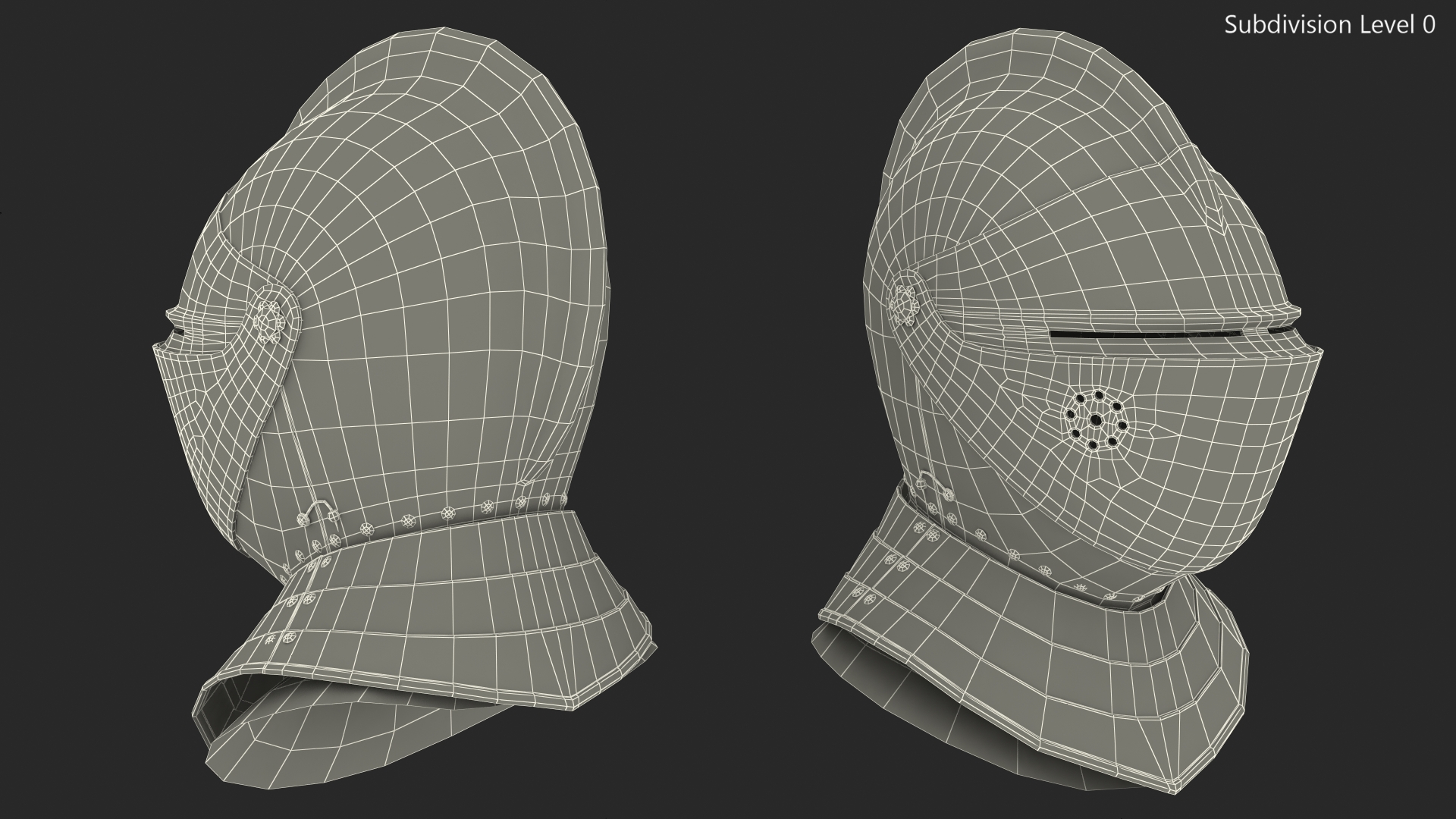 3D Medieval Knight Black Gold Helmet model