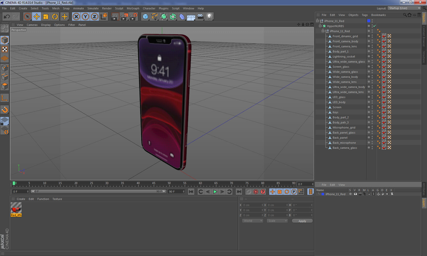 3D iPhone 11 Red model
