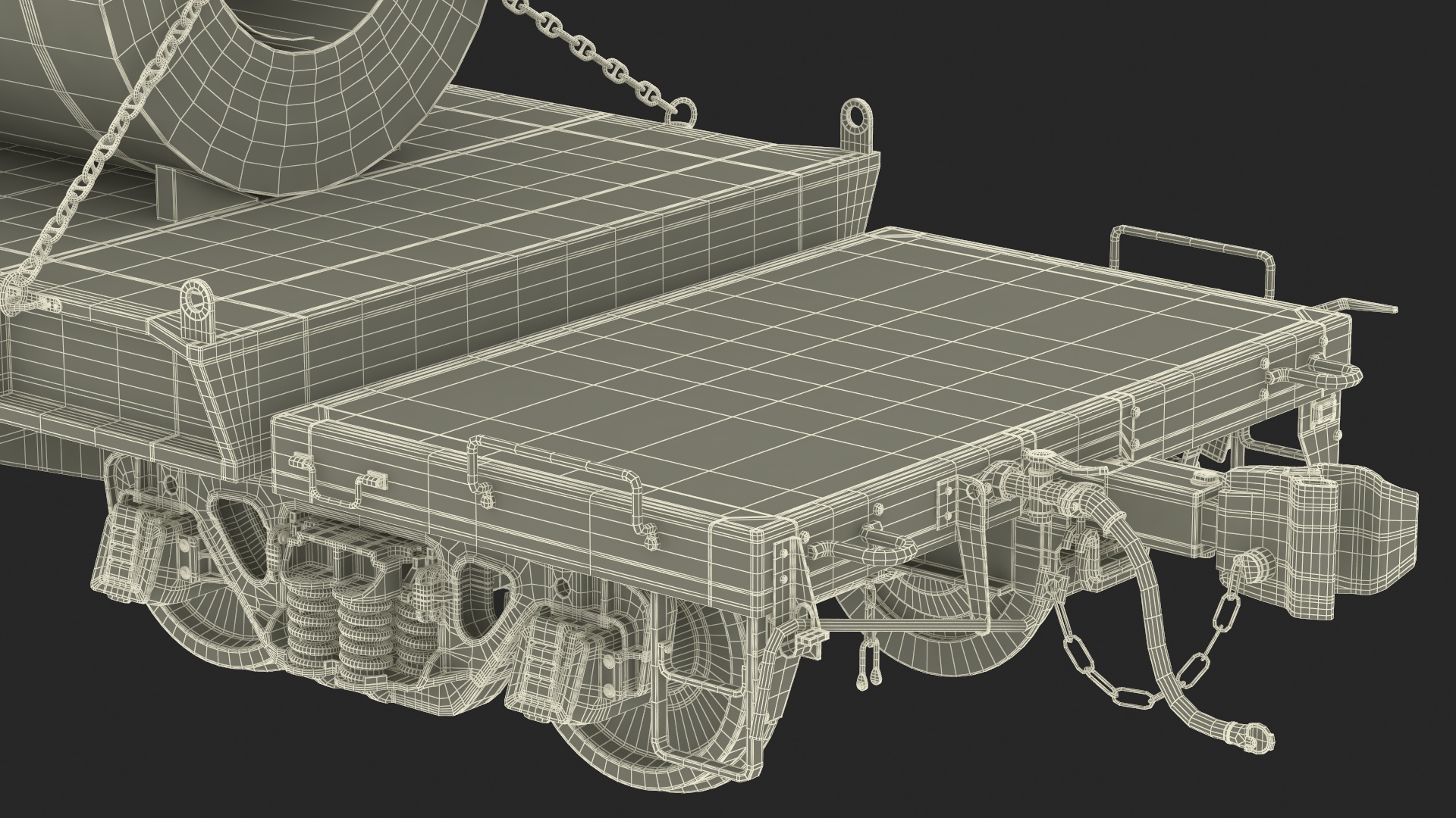 Train Loaded with Steel Rolls 3D model