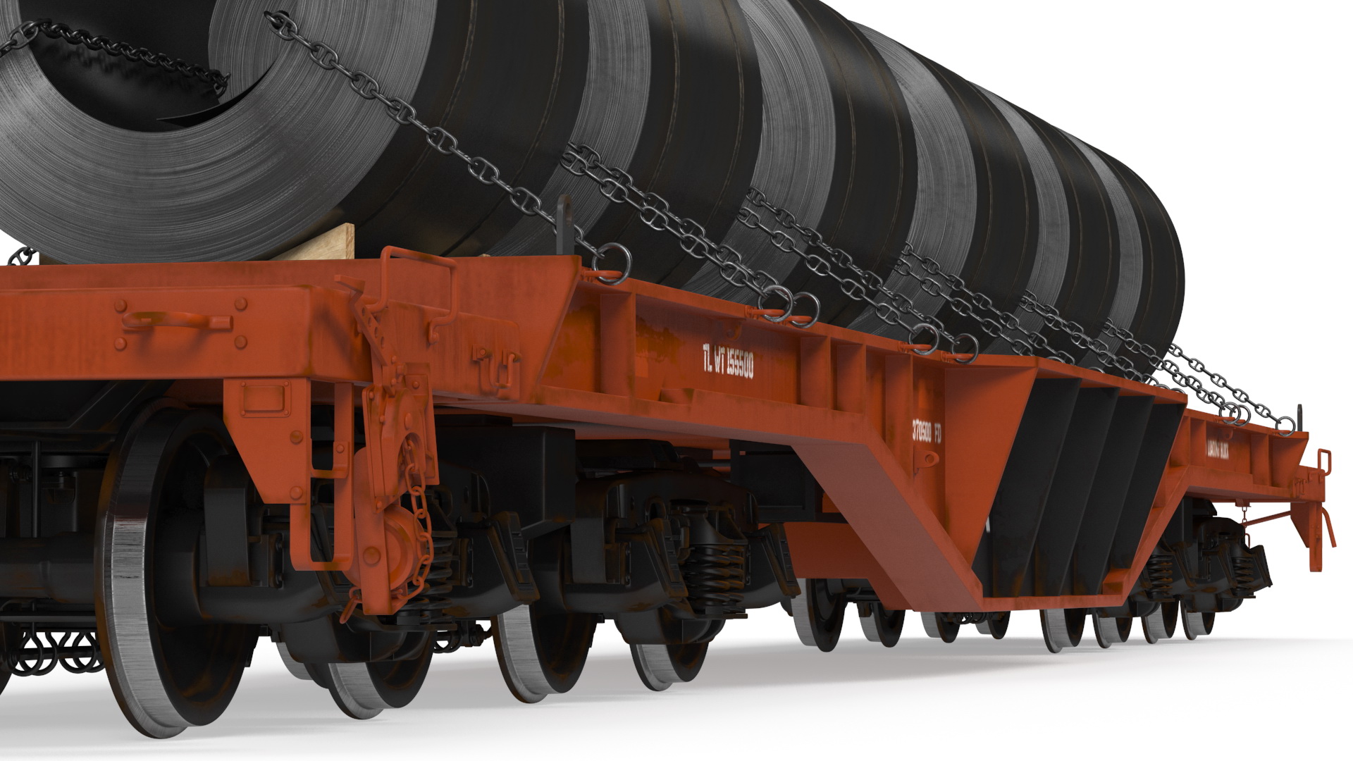 Train Loaded with Steel Rolls 3D model