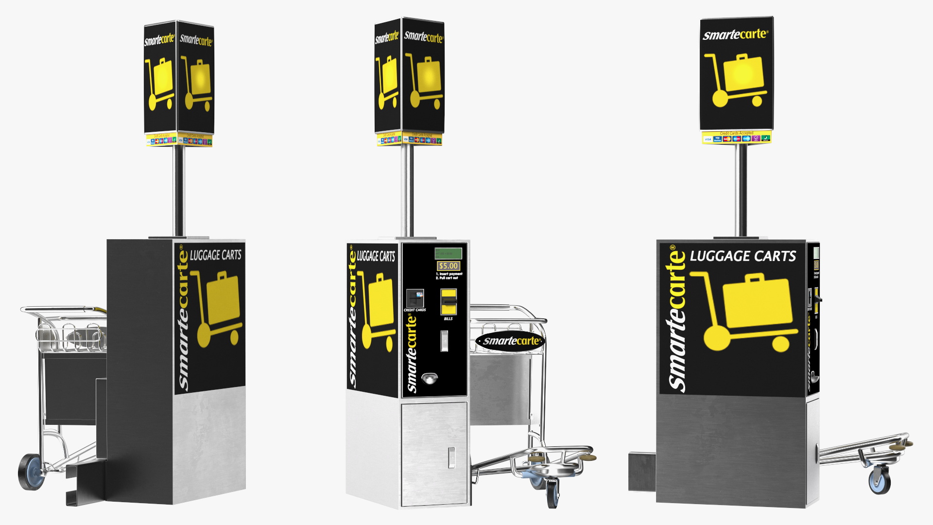 3D Smartecarte Airport Cart Management Unit with Carts