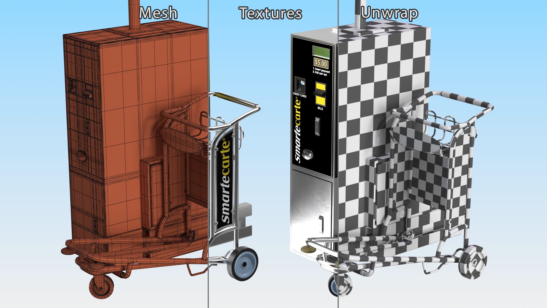 3D Smartecarte Airport Cart Management Unit with Carts