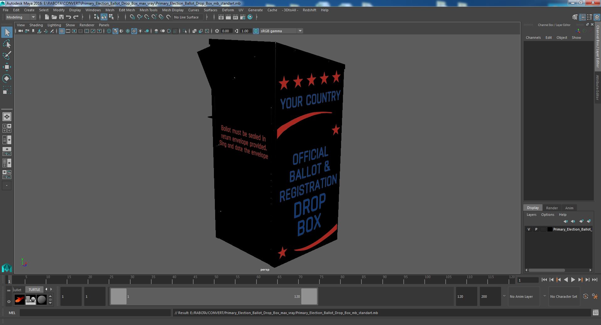 Primary Election Ballot Drop Box 3D