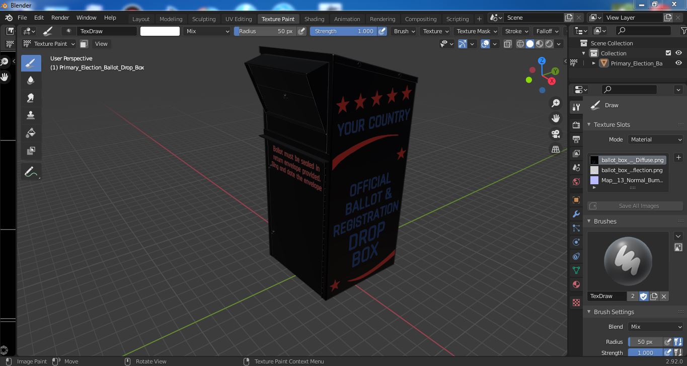 Primary Election Ballot Drop Box 3D