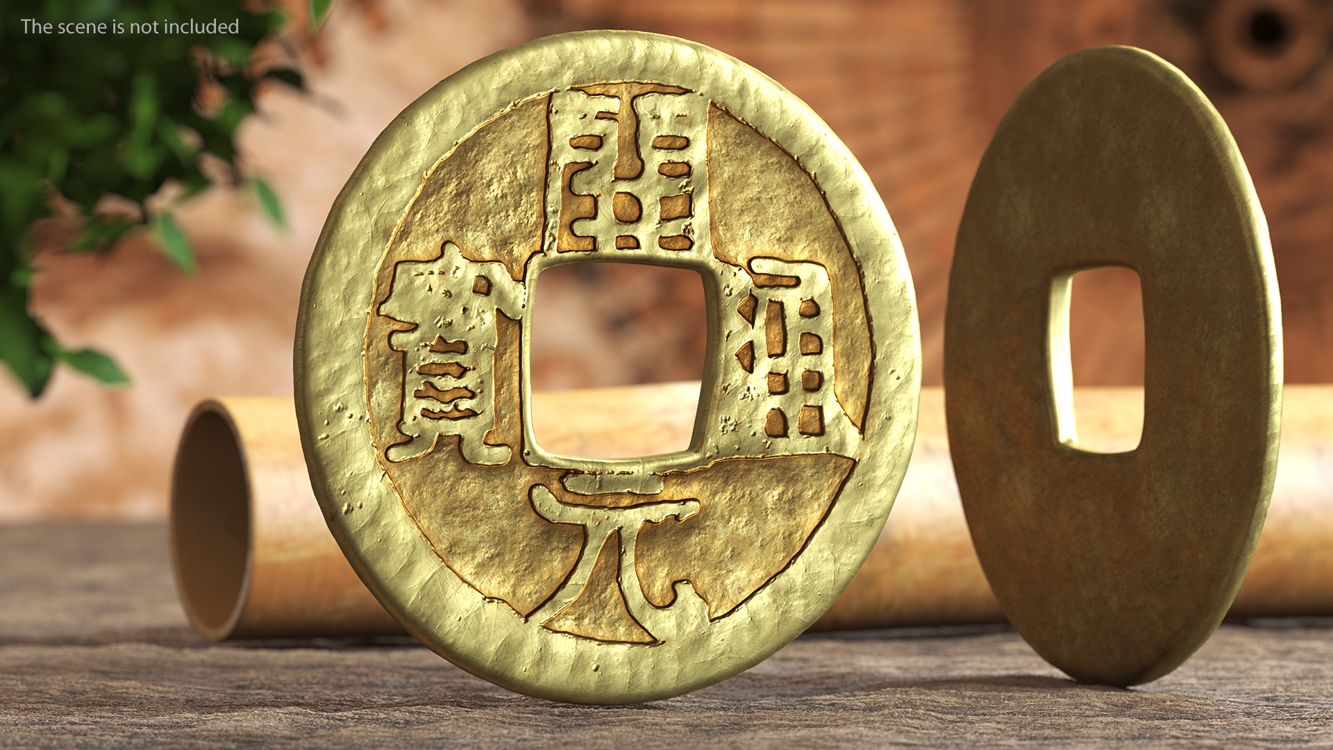 3D Chinese Gold Coin Tang Dynasty Kai Yuan Tong Bao model