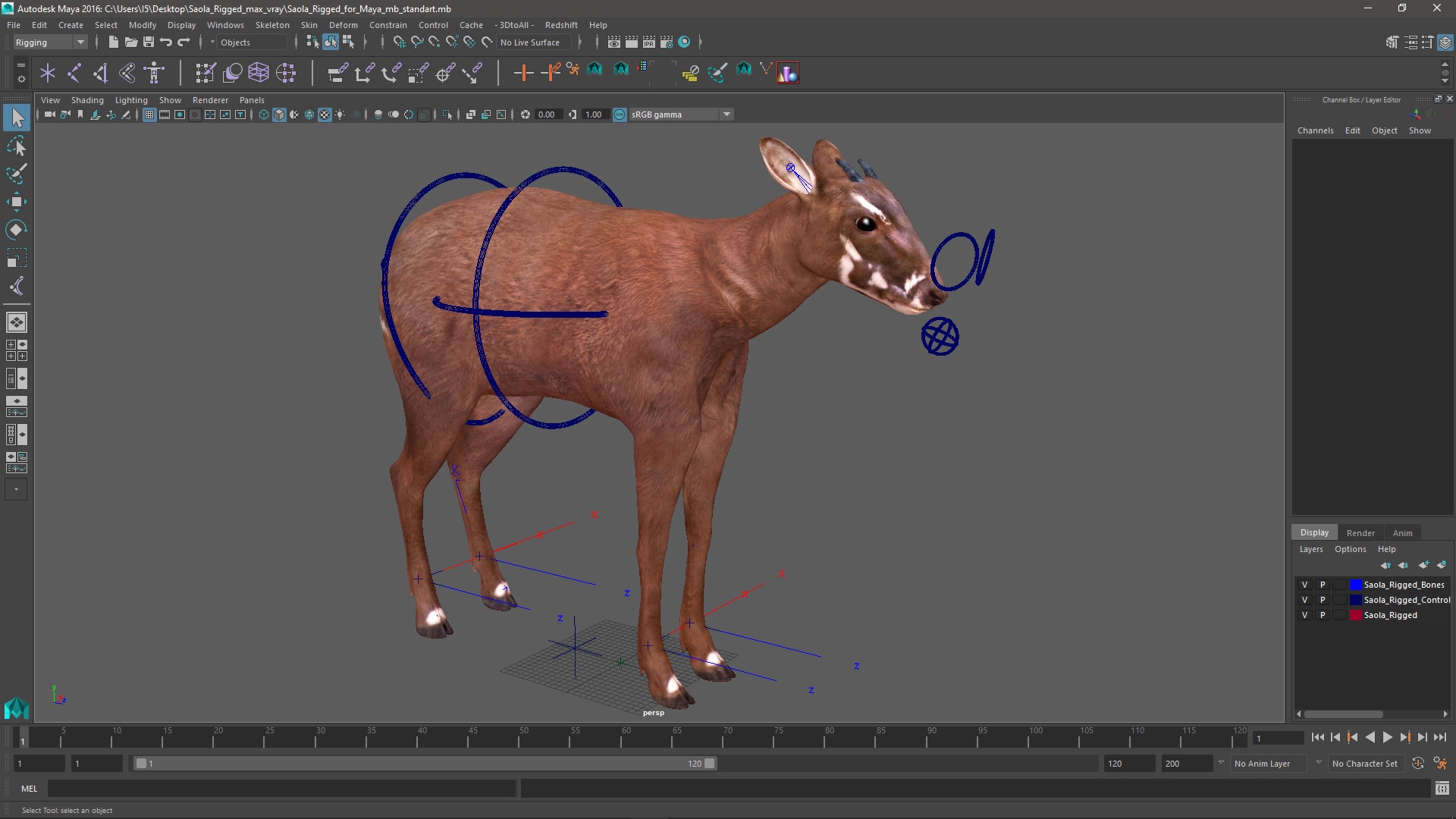 3D Saola Rigged for Maya