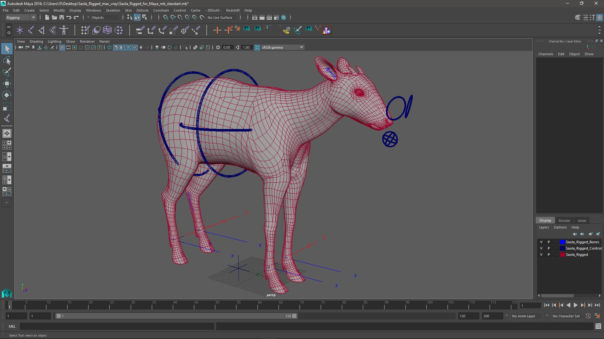 3D Saola Rigged for Maya