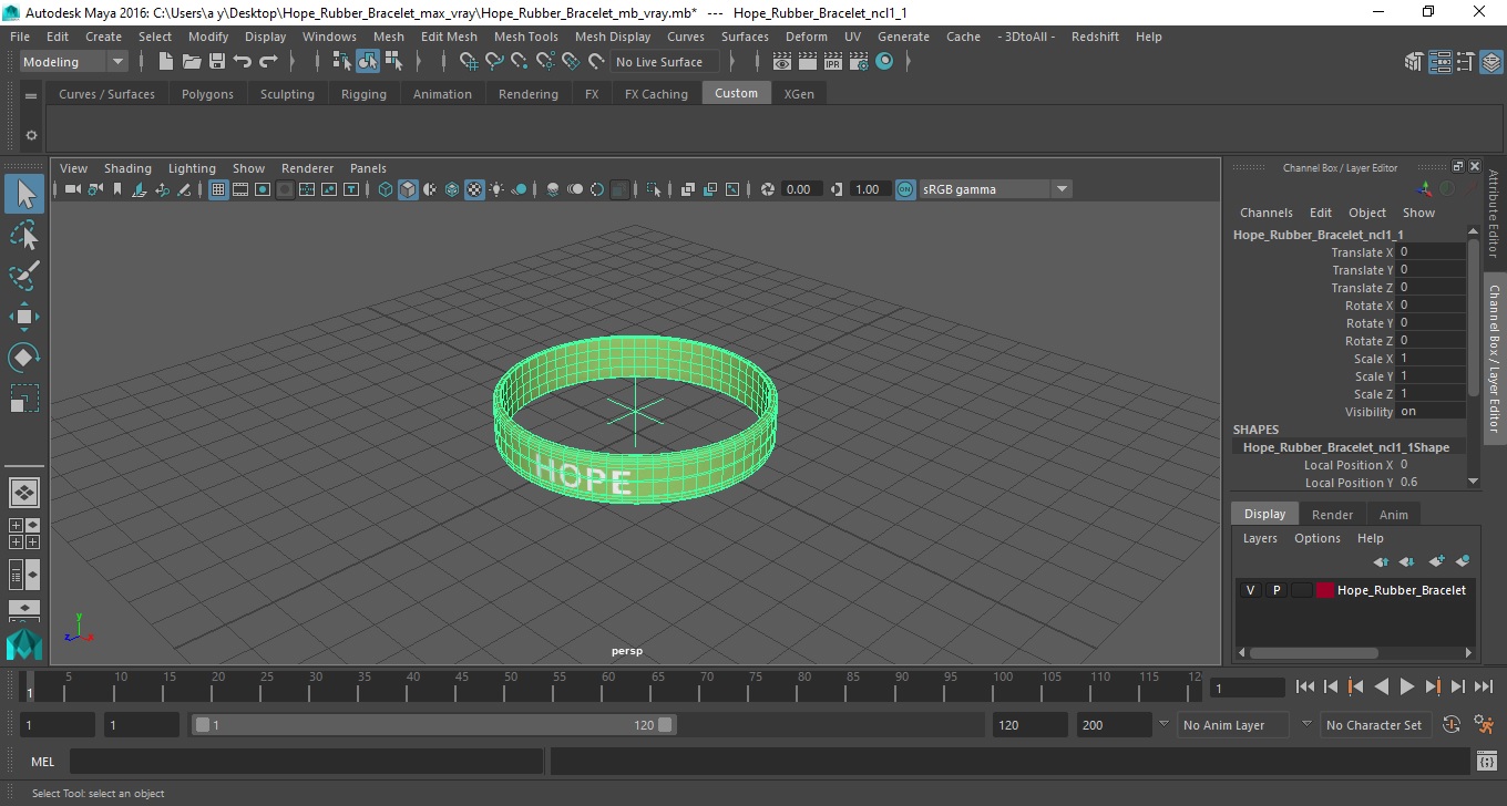 3D model Hope Rubber Bracelet