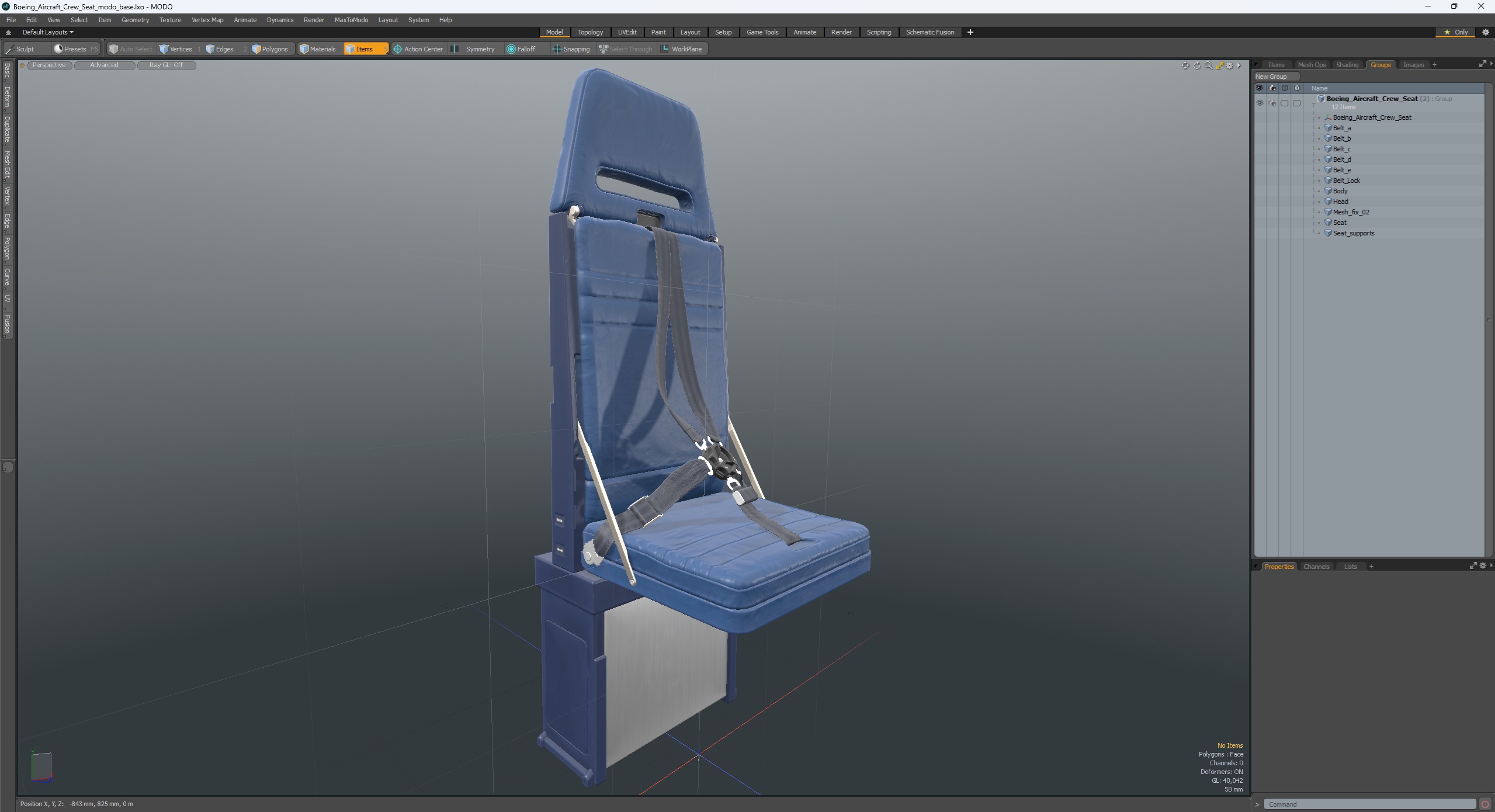 3D model Boeing Aircraft Crew Seat