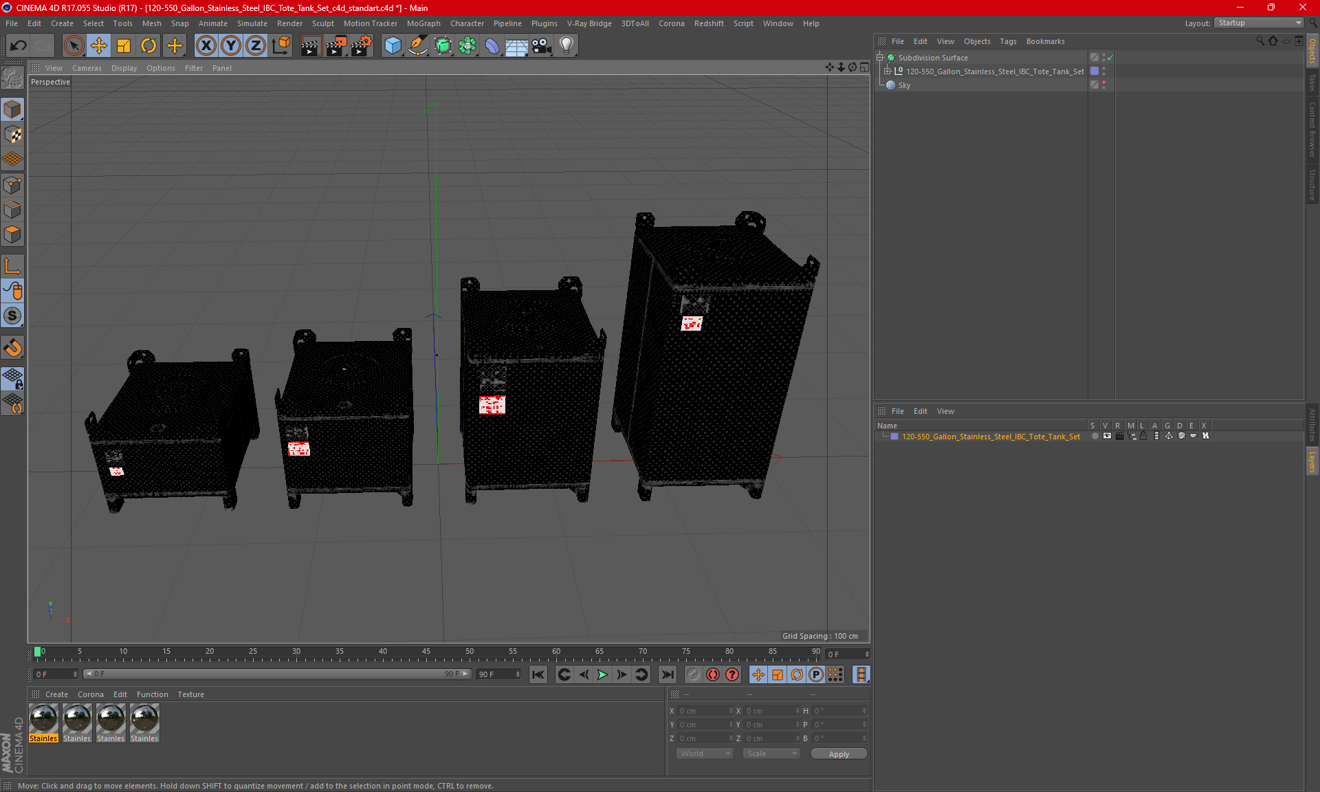 3D 120-550 Gallon Stainless Steel IBC Tote Tank Set model