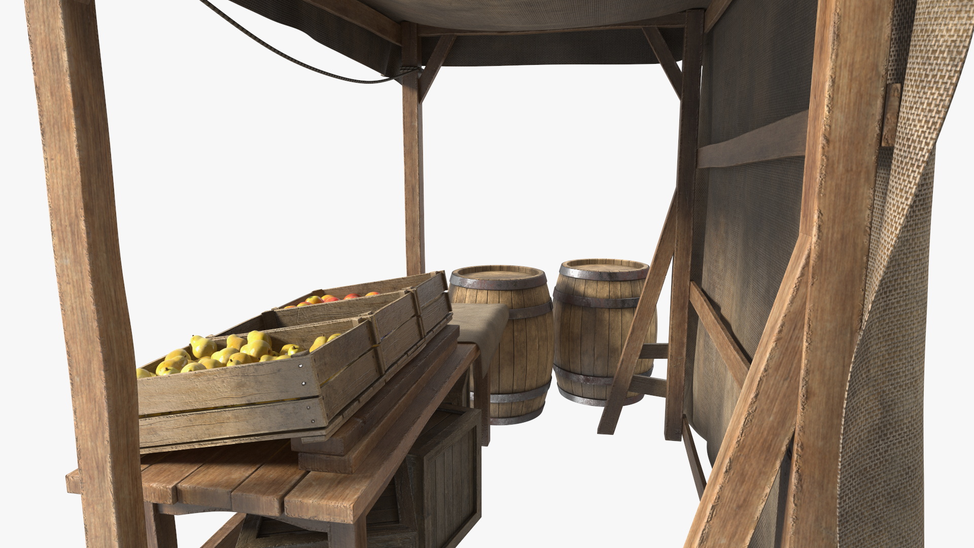 Fantasy Food Market Stall with Awning 3D