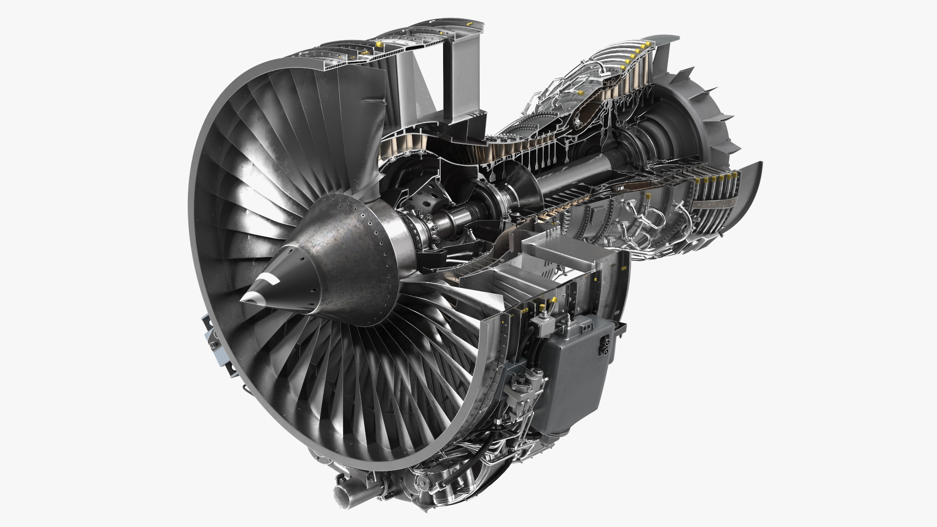 3D Aircraft Turbofan Engine CFM International CFM56 Sectioned model