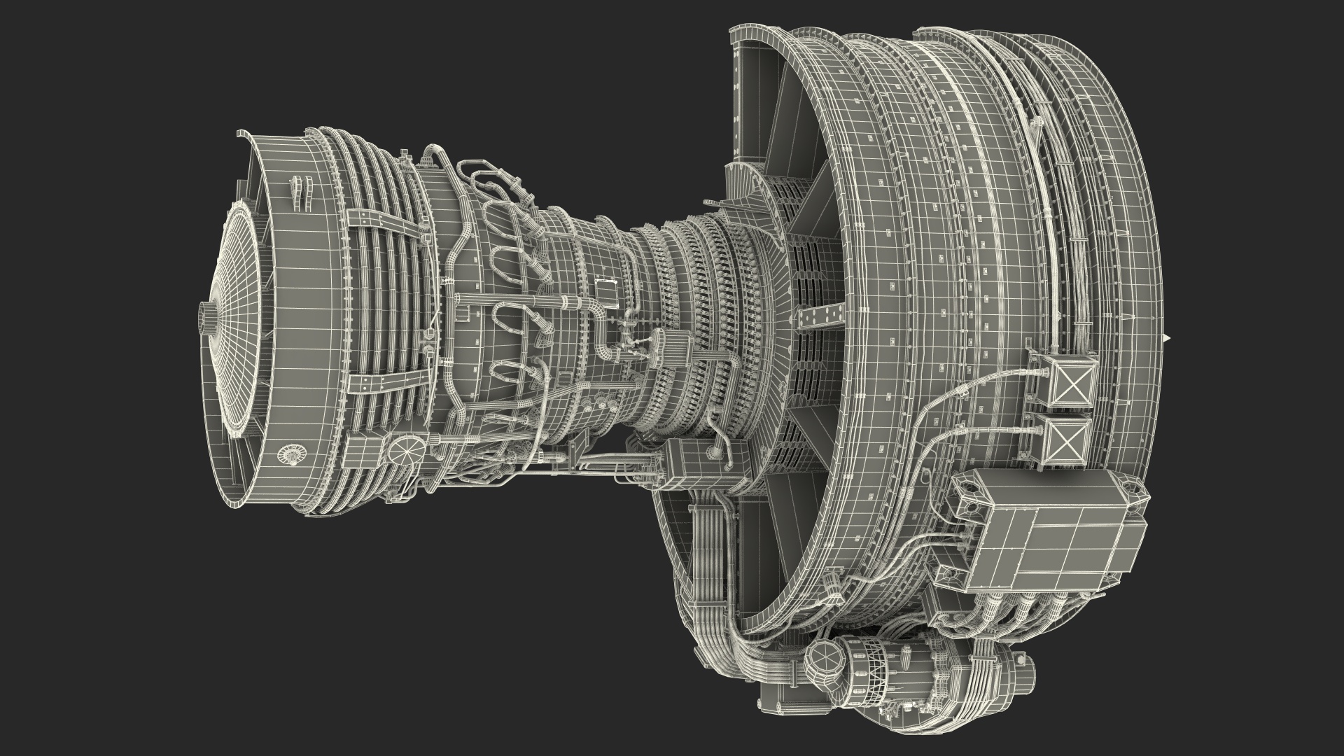 3D Aircraft Turbofan Engine CFM International CFM56 Sectioned model