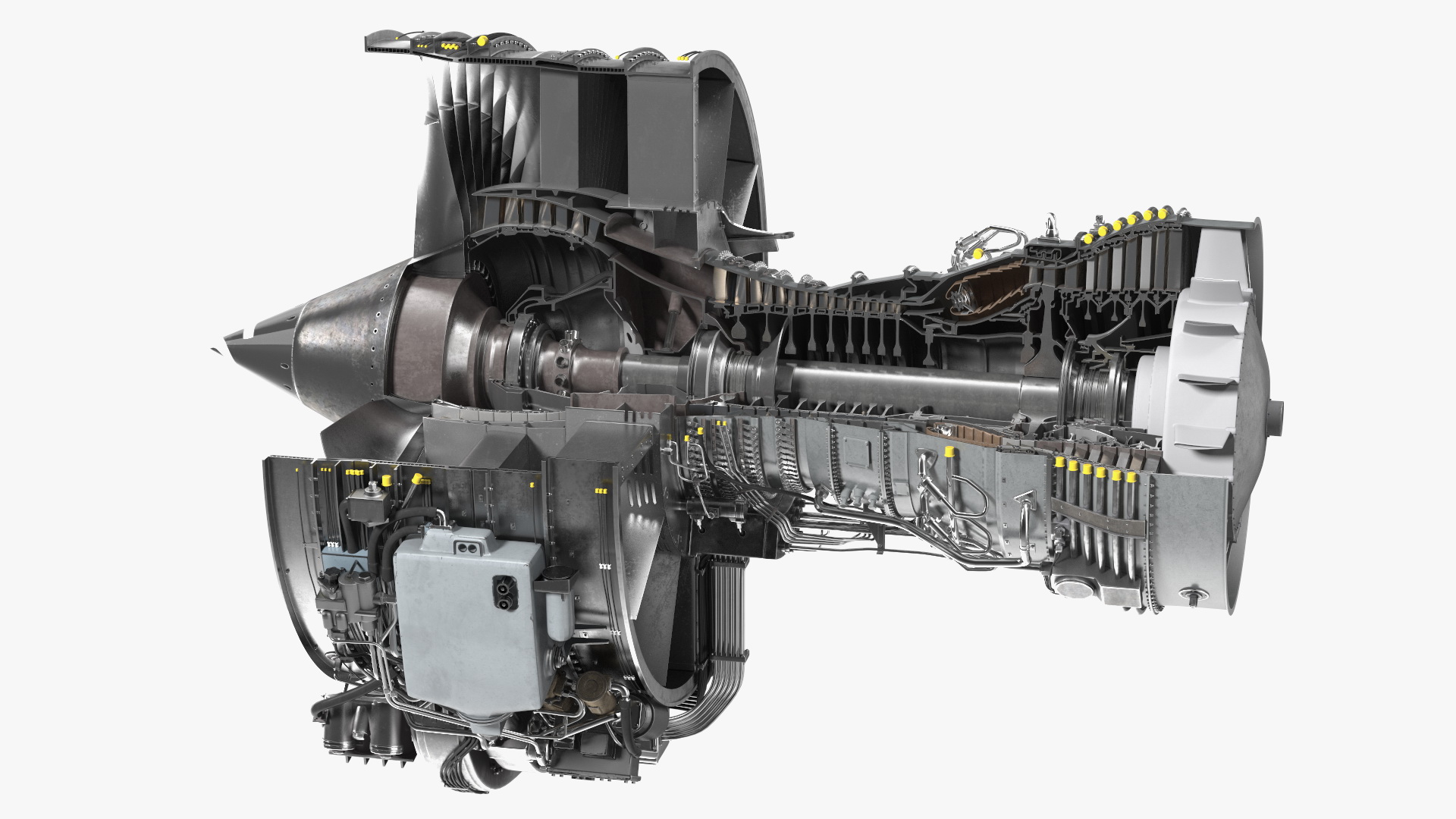 3D Aircraft Turbofan Engine CFM International CFM56 Sectioned model