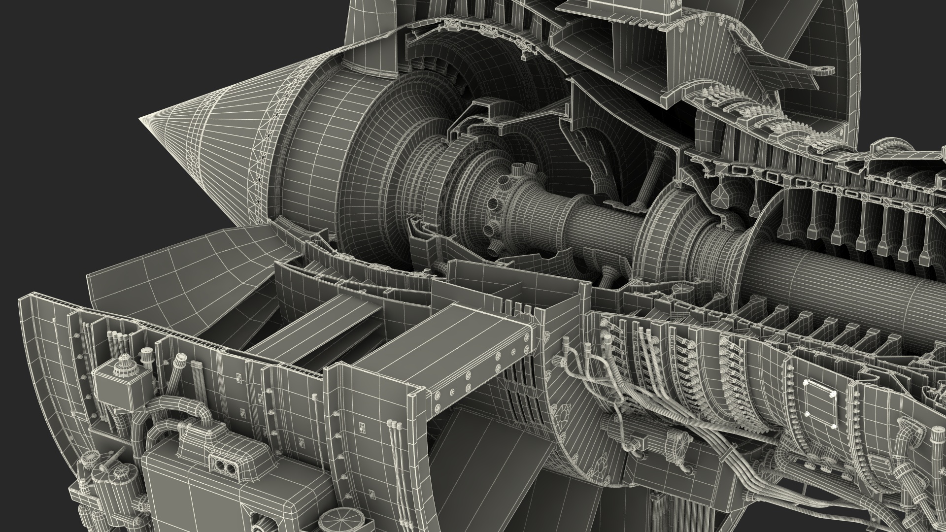 3D Aircraft Turbofan Engine CFM International CFM56 Sectioned model