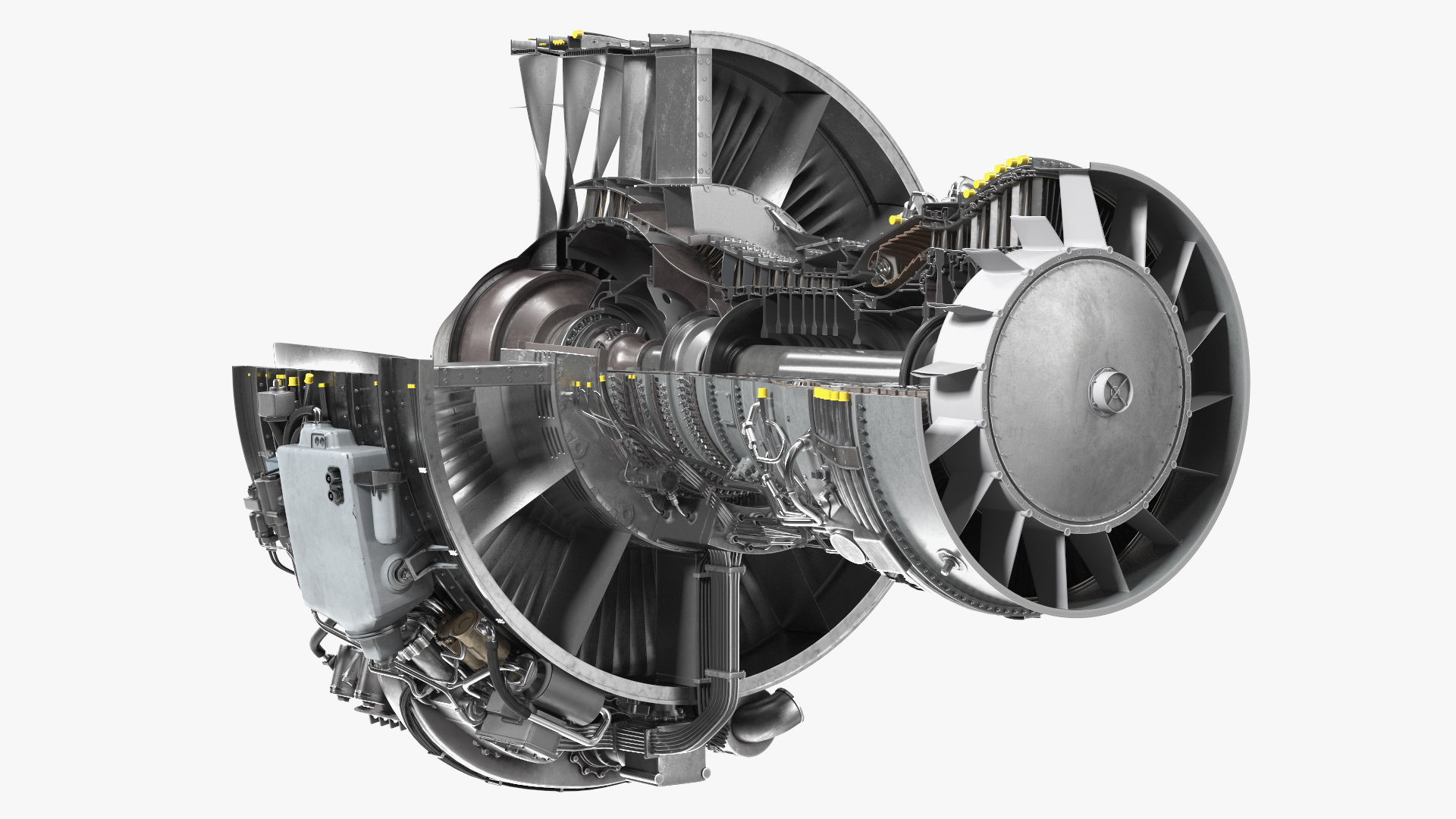 3D Aircraft Turbofan Engine CFM International CFM56 Sectioned model