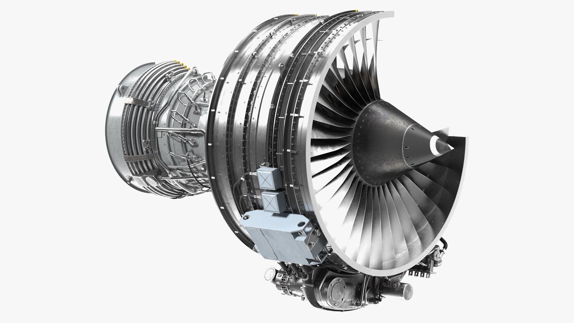 3D Aircraft Turbofan Engine CFM International CFM56 Sectioned model