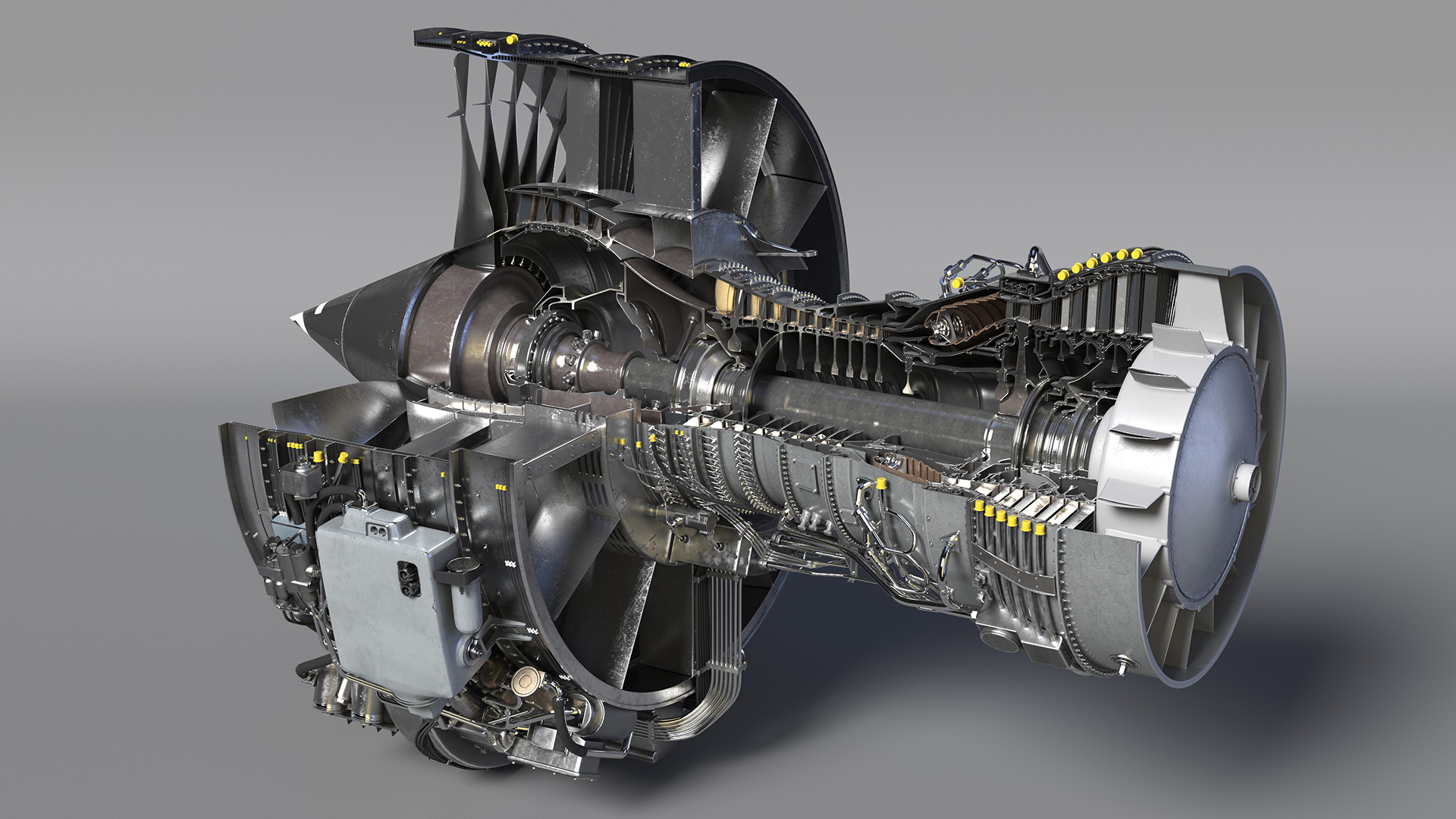 3D Aircraft Turbofan Engine CFM International CFM56 Sectioned model