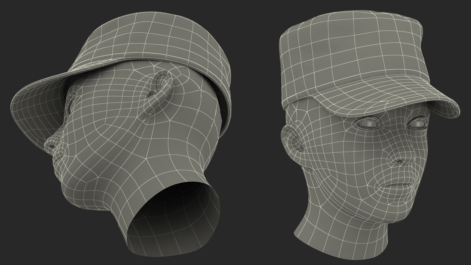 Female Soldier Head 3D model