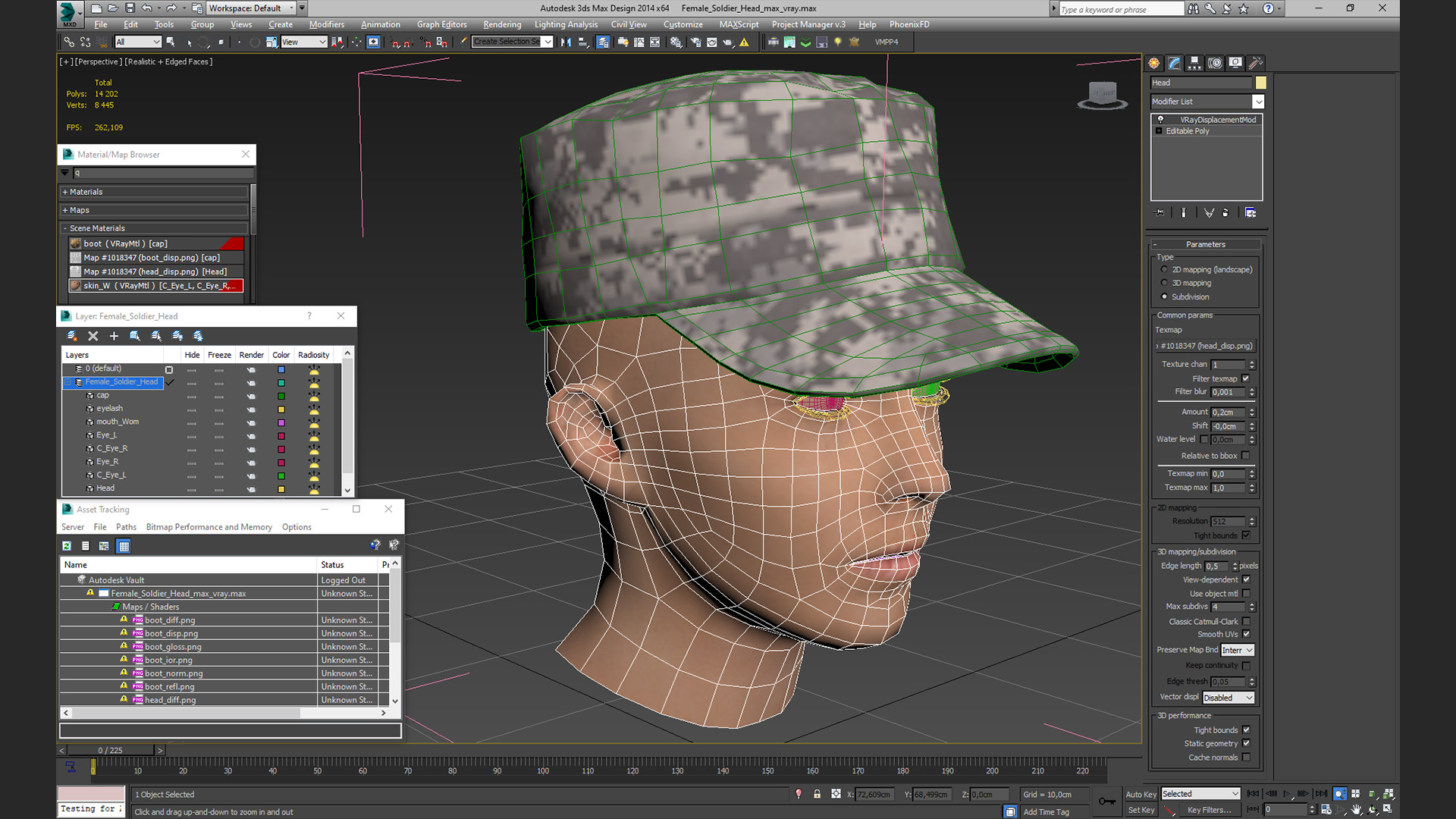 Female Soldier Head 3D model