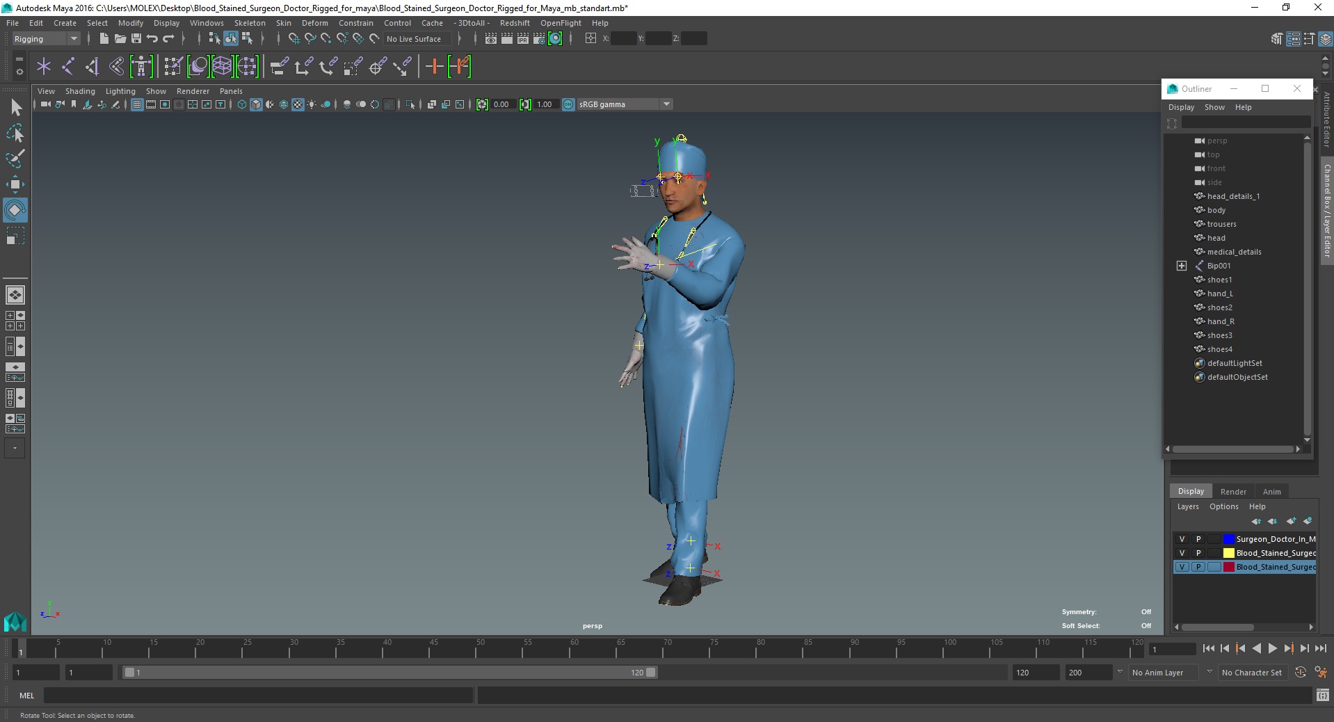 Blood Stained Surgeon Doctor Rigged for Maya 3D model