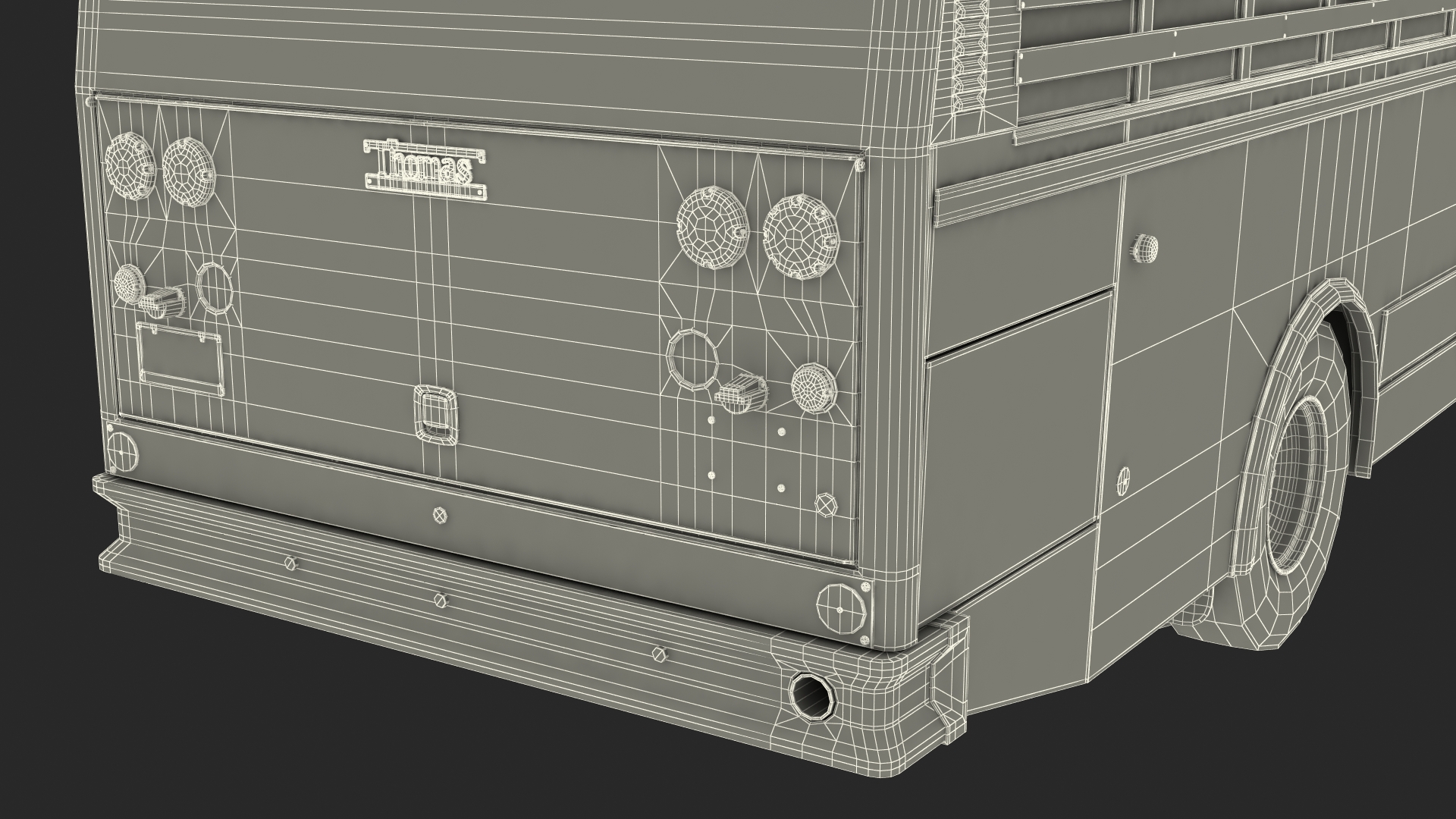 3D model Officer and Asian Inmate with Prison Transport Bus