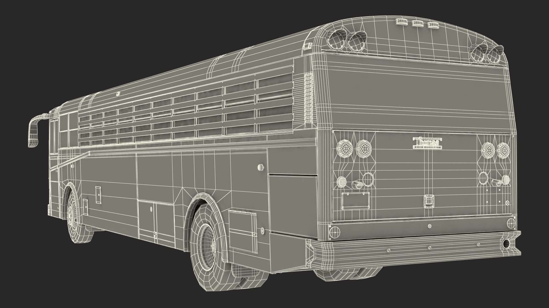 3D model Officer and Asian Inmate with Prison Transport Bus