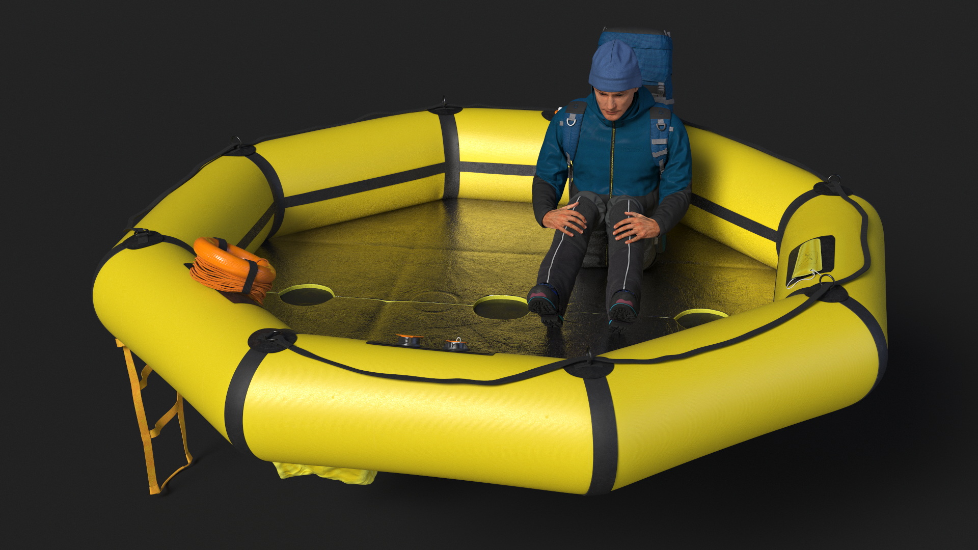 3D Advanced Life Raft with Tourist Inside model