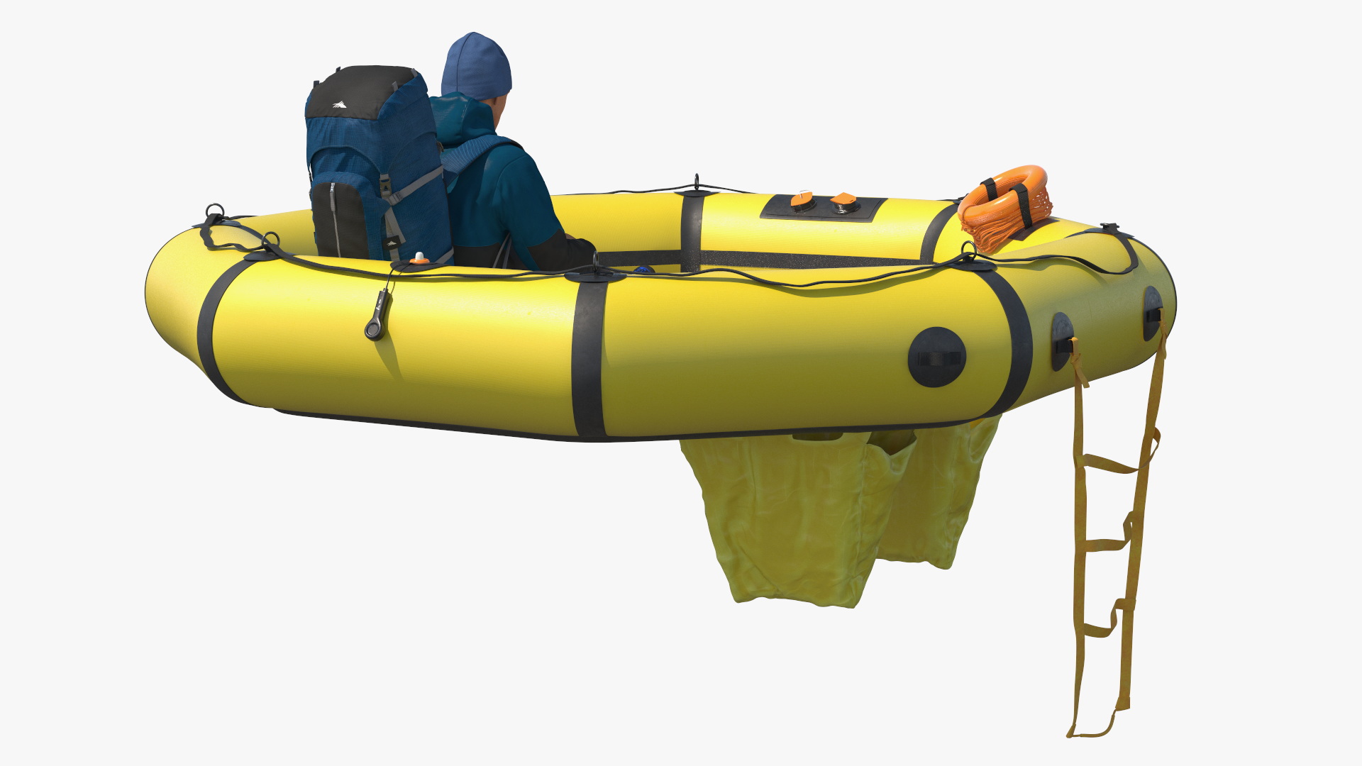 3D Advanced Life Raft with Tourist Inside model