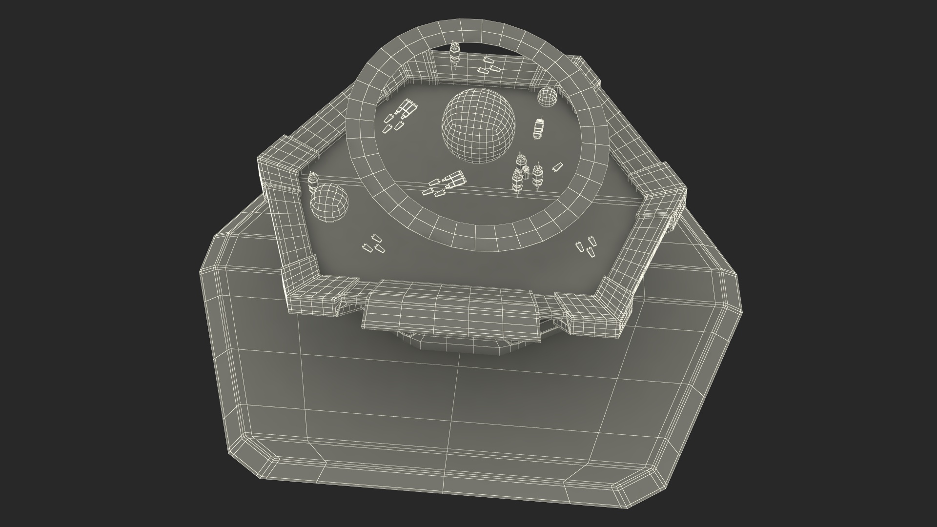 Grey Sci-fi Command Center Table 3D