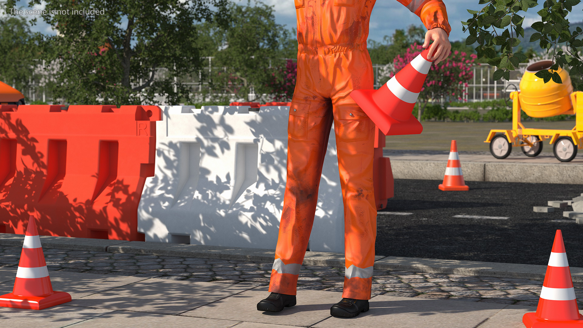 3D Dirty Road Worker Waves Hand model