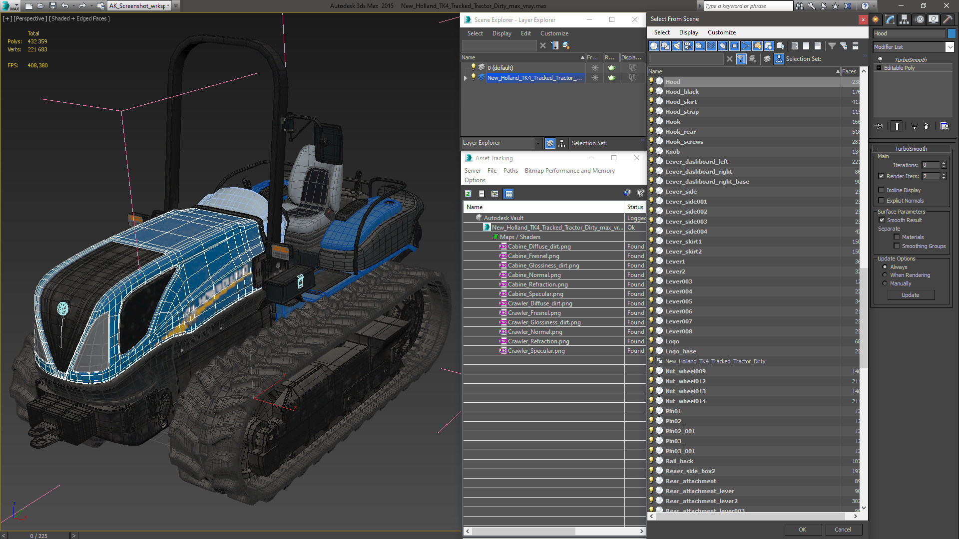 New Holland TK4 Tracked Tractor Dirty 3D