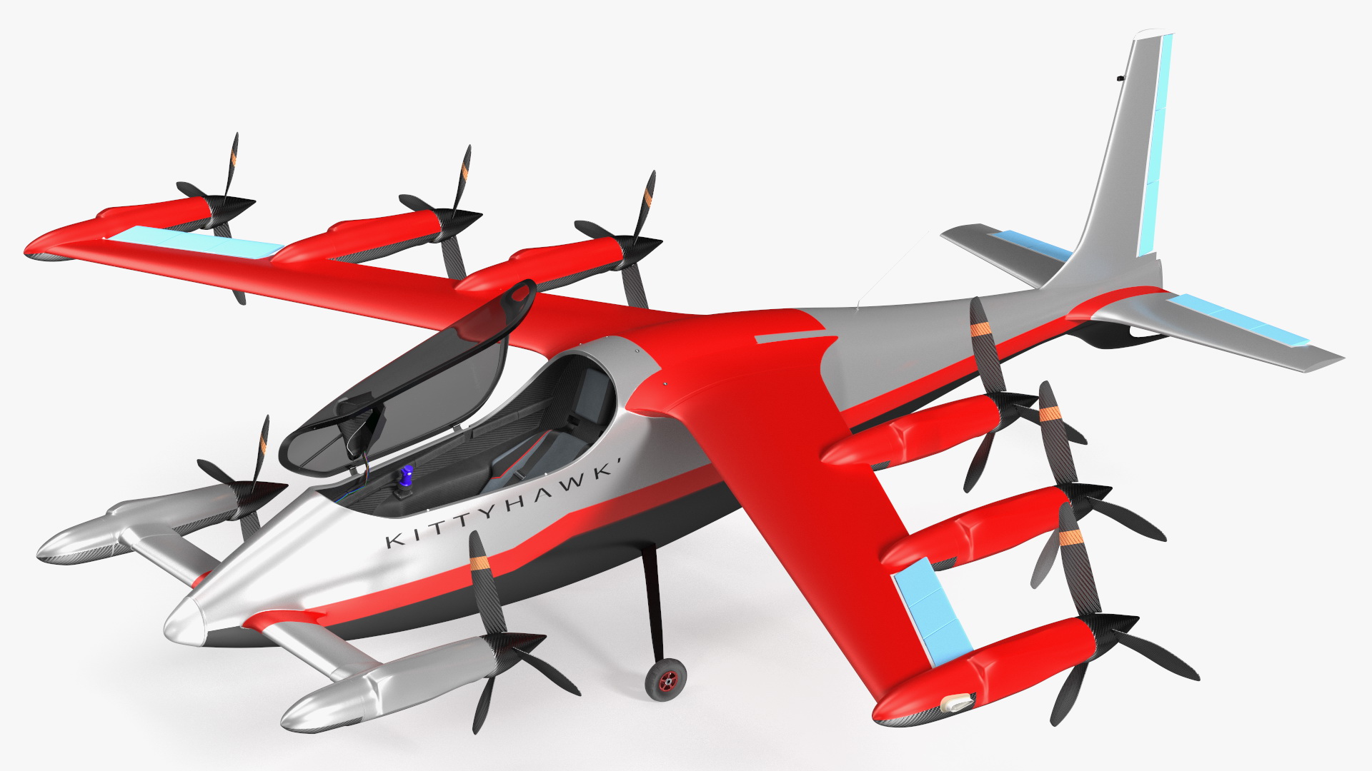 Kittyhawk Self Flying Taxi Red Rigged 3D