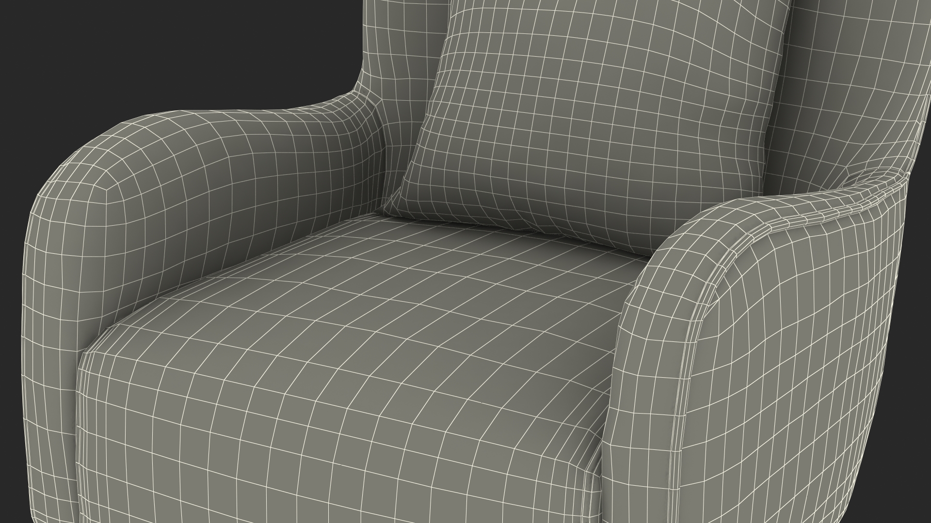 3D Curved Arm Accent Chair Gray model