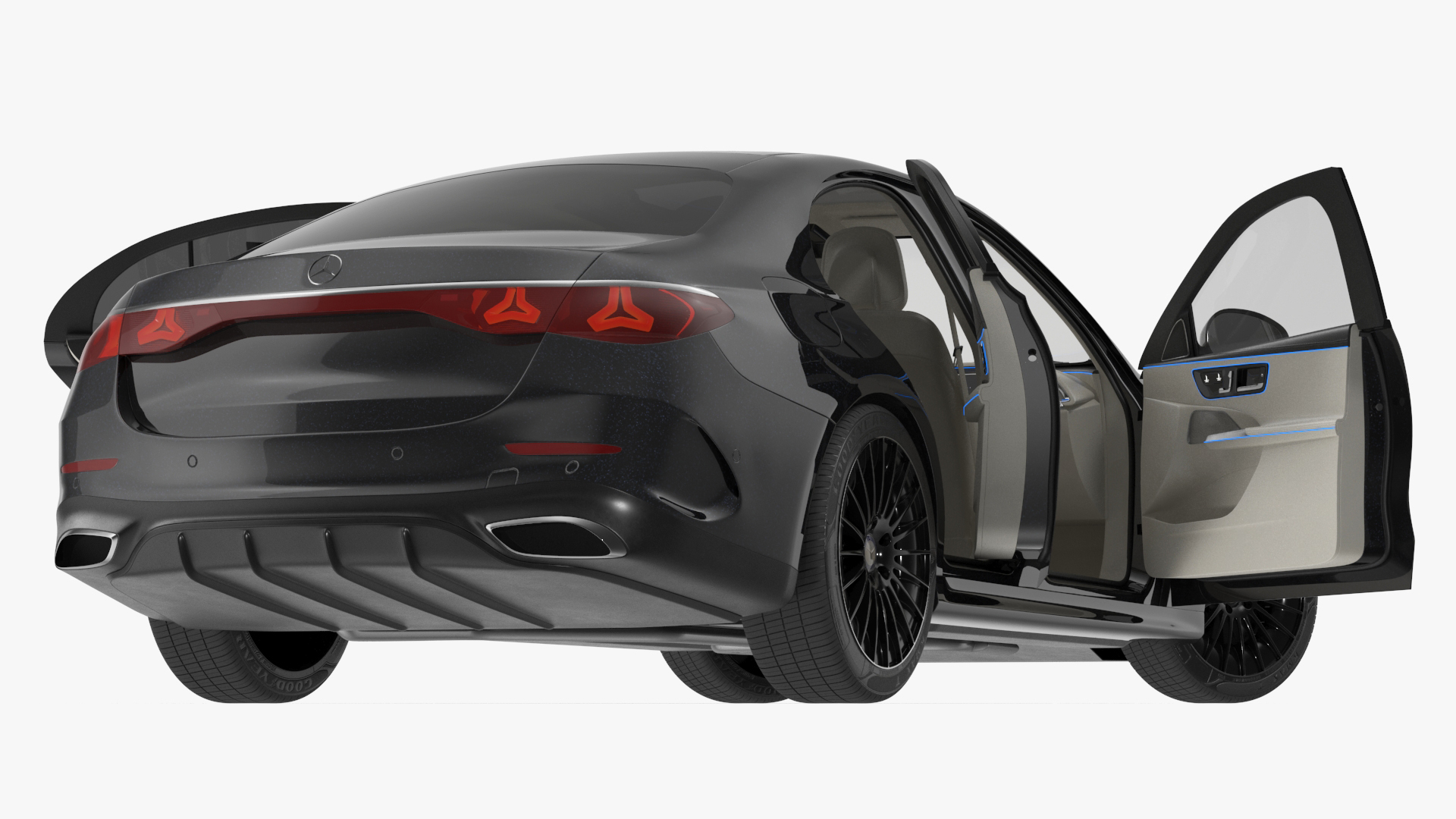 3D Mercedes E-Class 2023 Black Rigged for Maya model