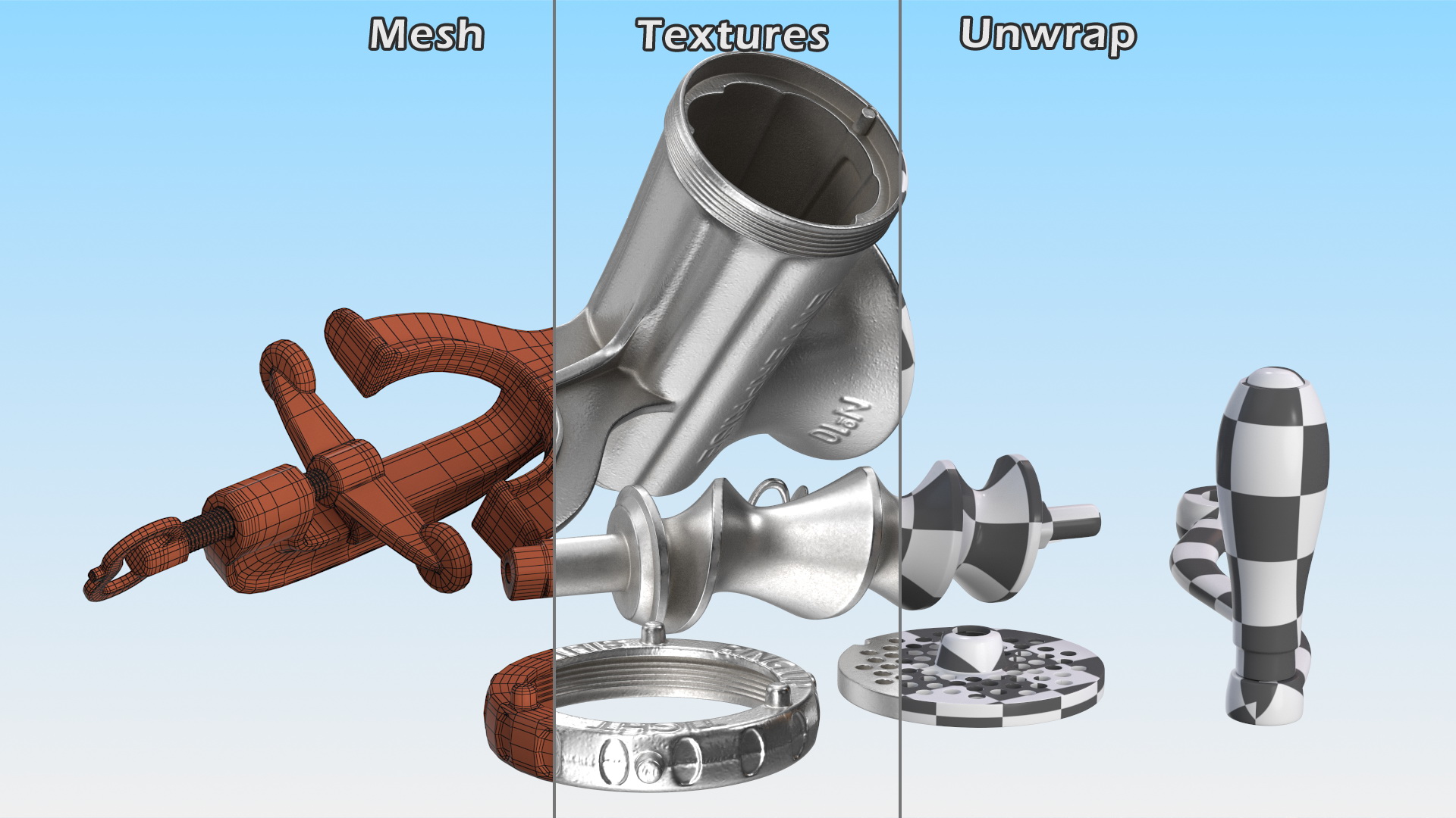 3D model Hand Meat Grinder Disassembled