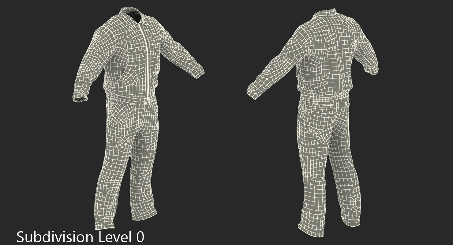 Long Sleeve Coveralls Uniform 3D model