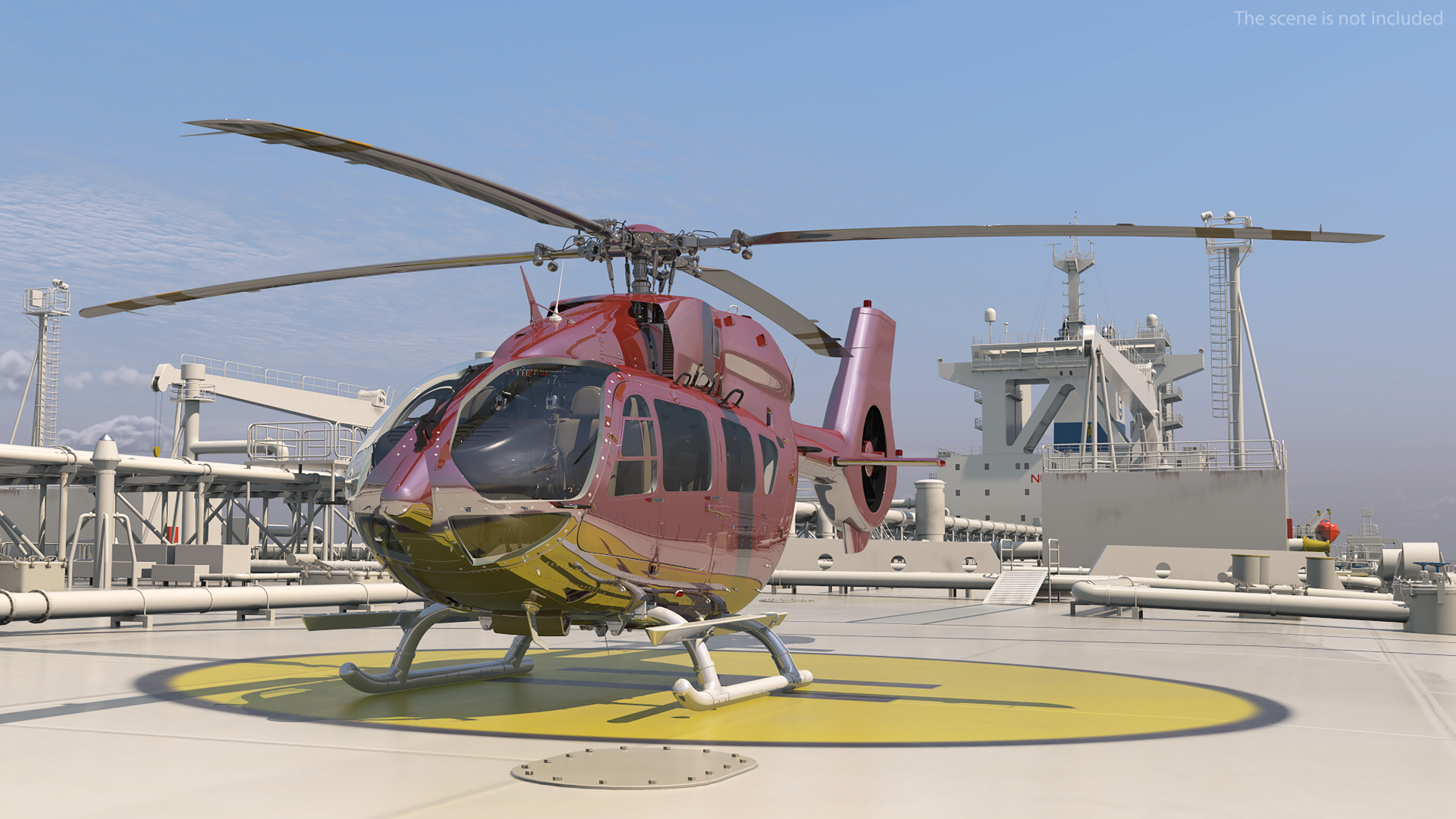 3D TI Europe Class Supertanker with Helicopter model