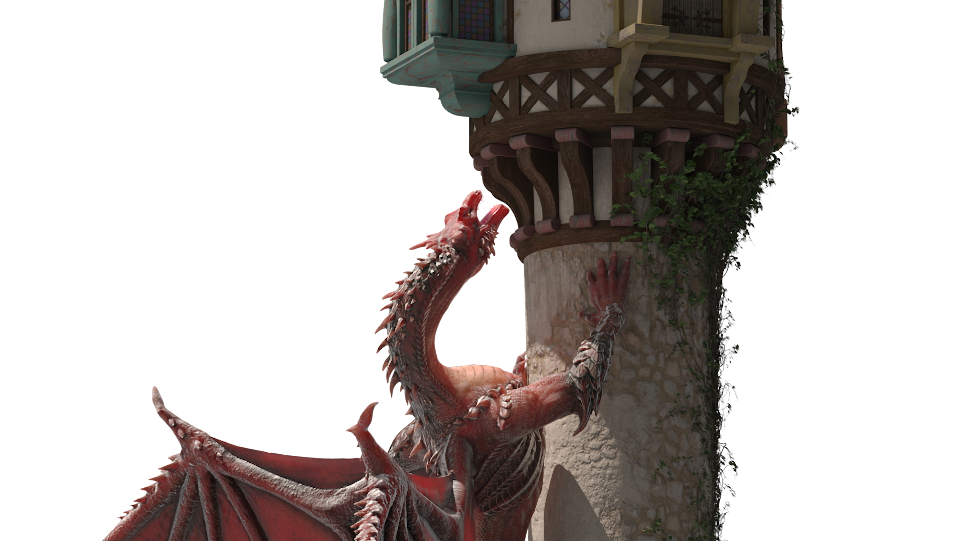 Fantastic Dragon and Rapunzel Castle Tower 3D