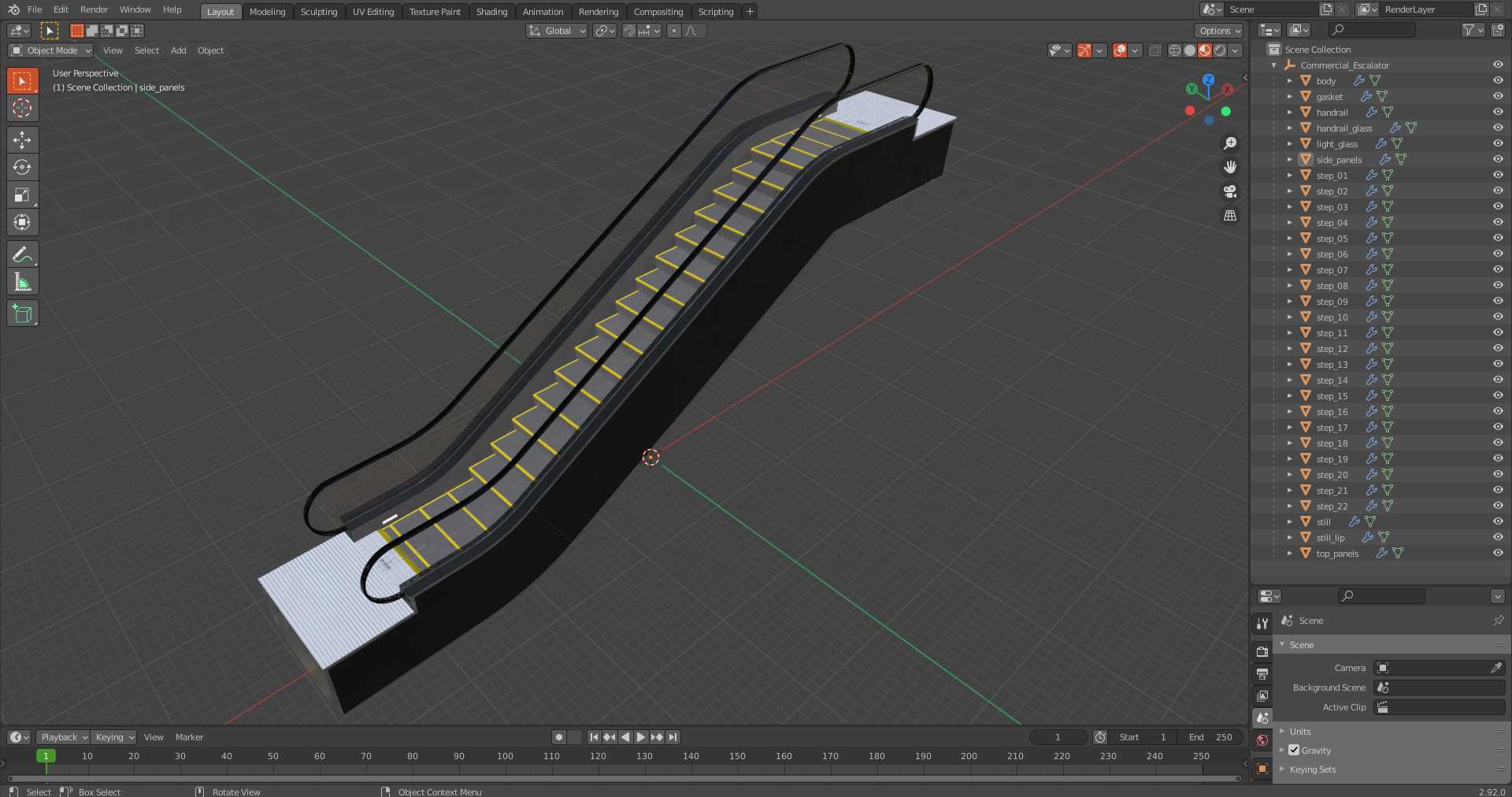 3D model Commercial Escalator