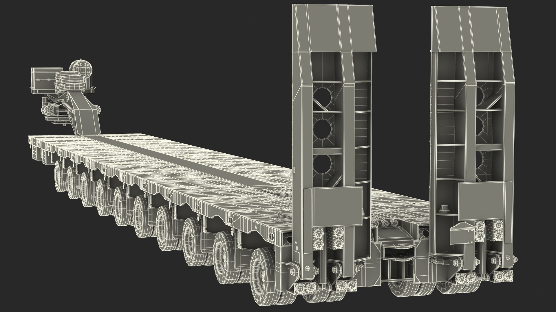 3D model Steerable Heavy Transport Trailer Rigged