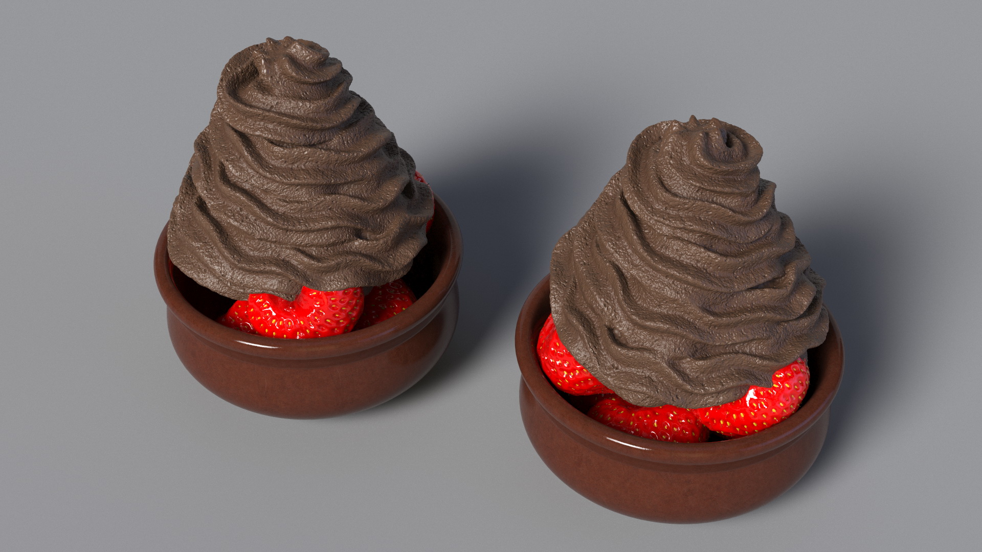 Bowl of Strawberries with Whipped Cream 3D model