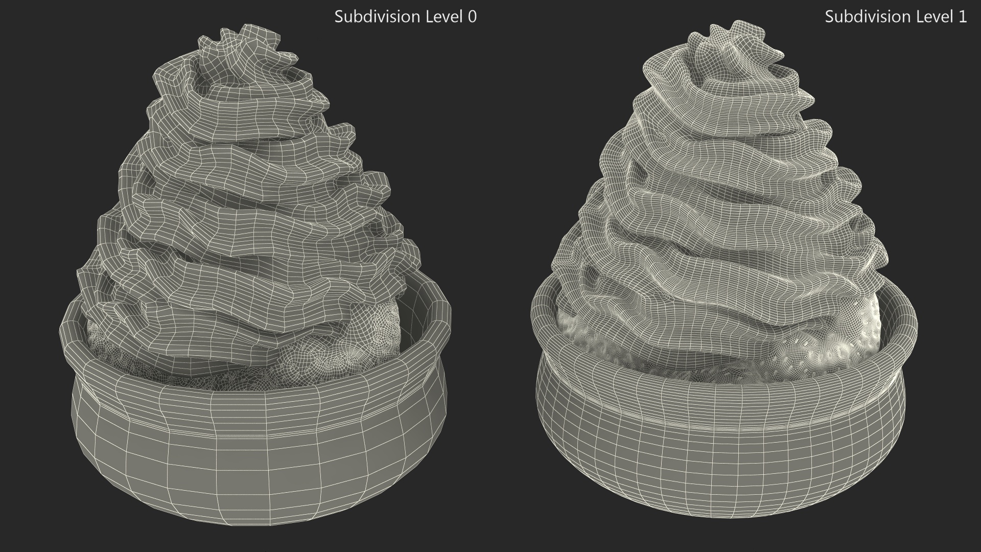 Bowl of Strawberries with Whipped Cream 3D model