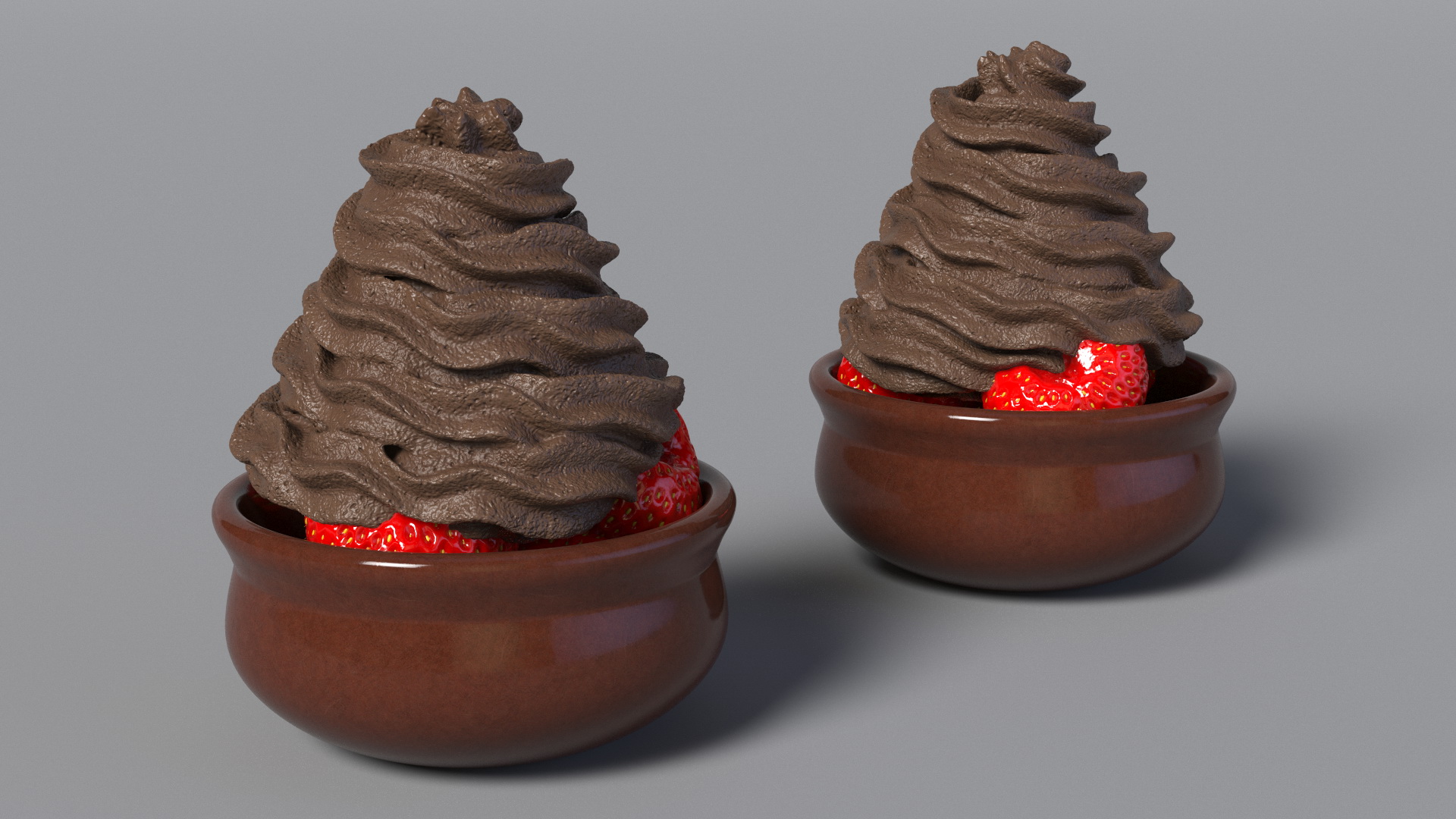 Bowl of Strawberries with Whipped Cream 3D model