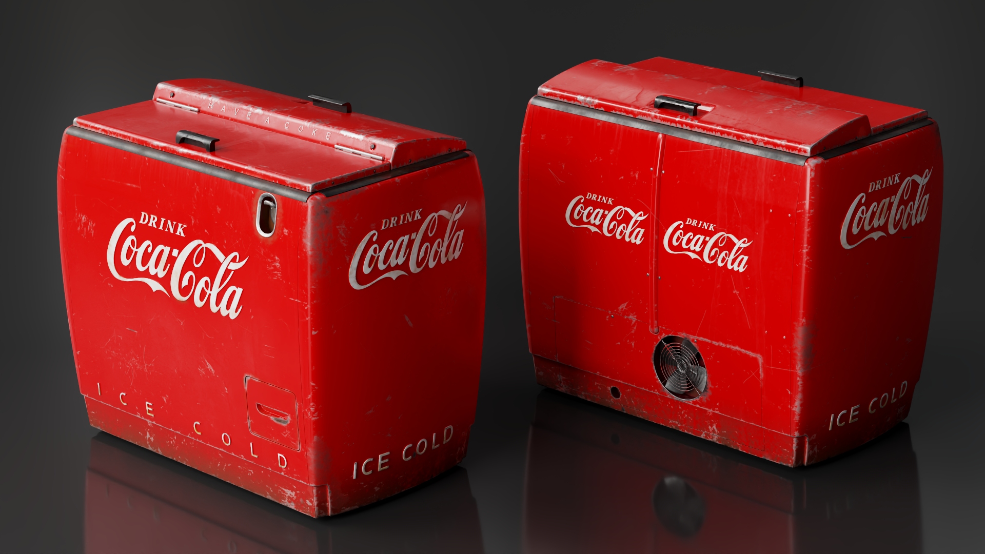 3D Old Refrigerator Coca Cola