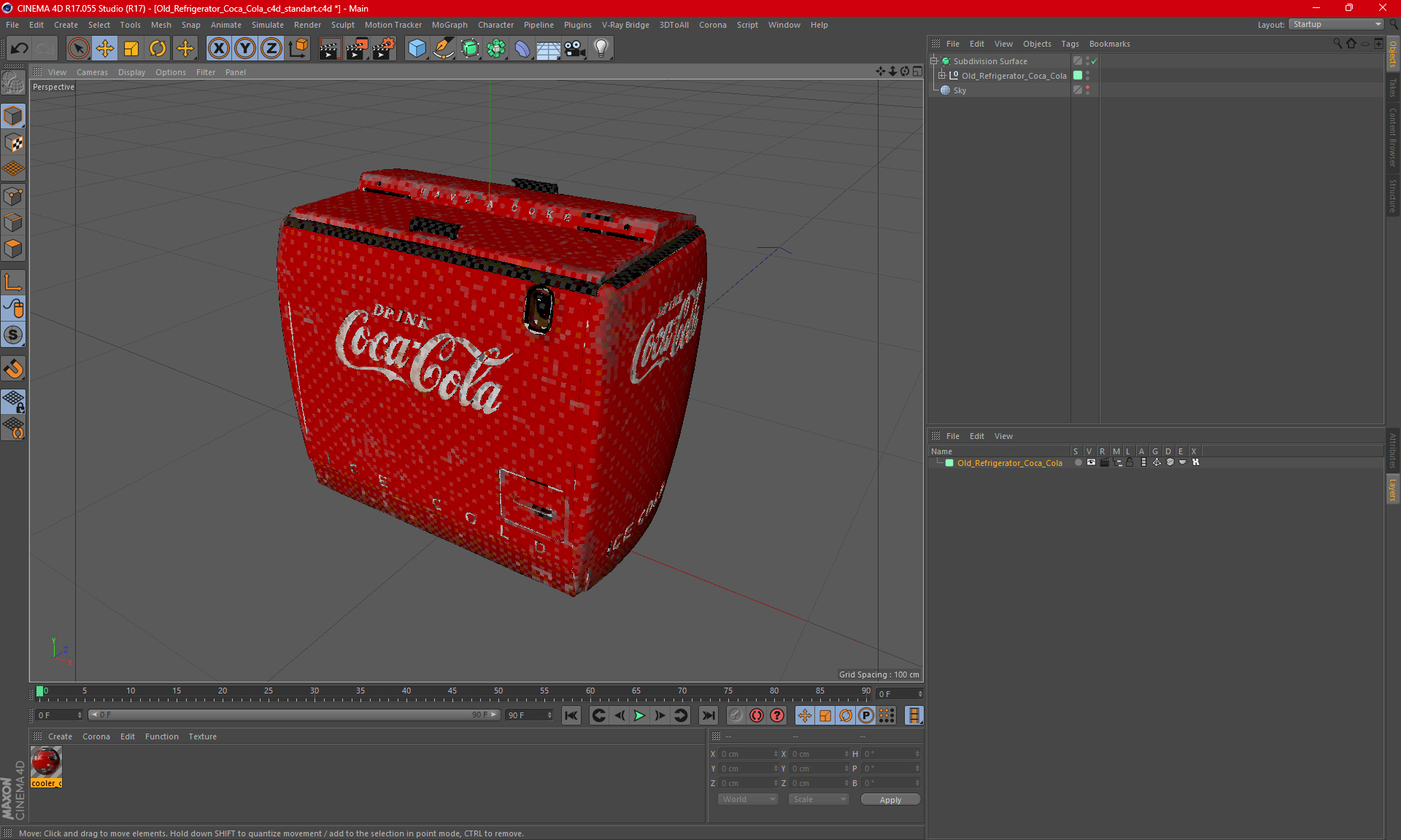 3D Old Refrigerator Coca Cola